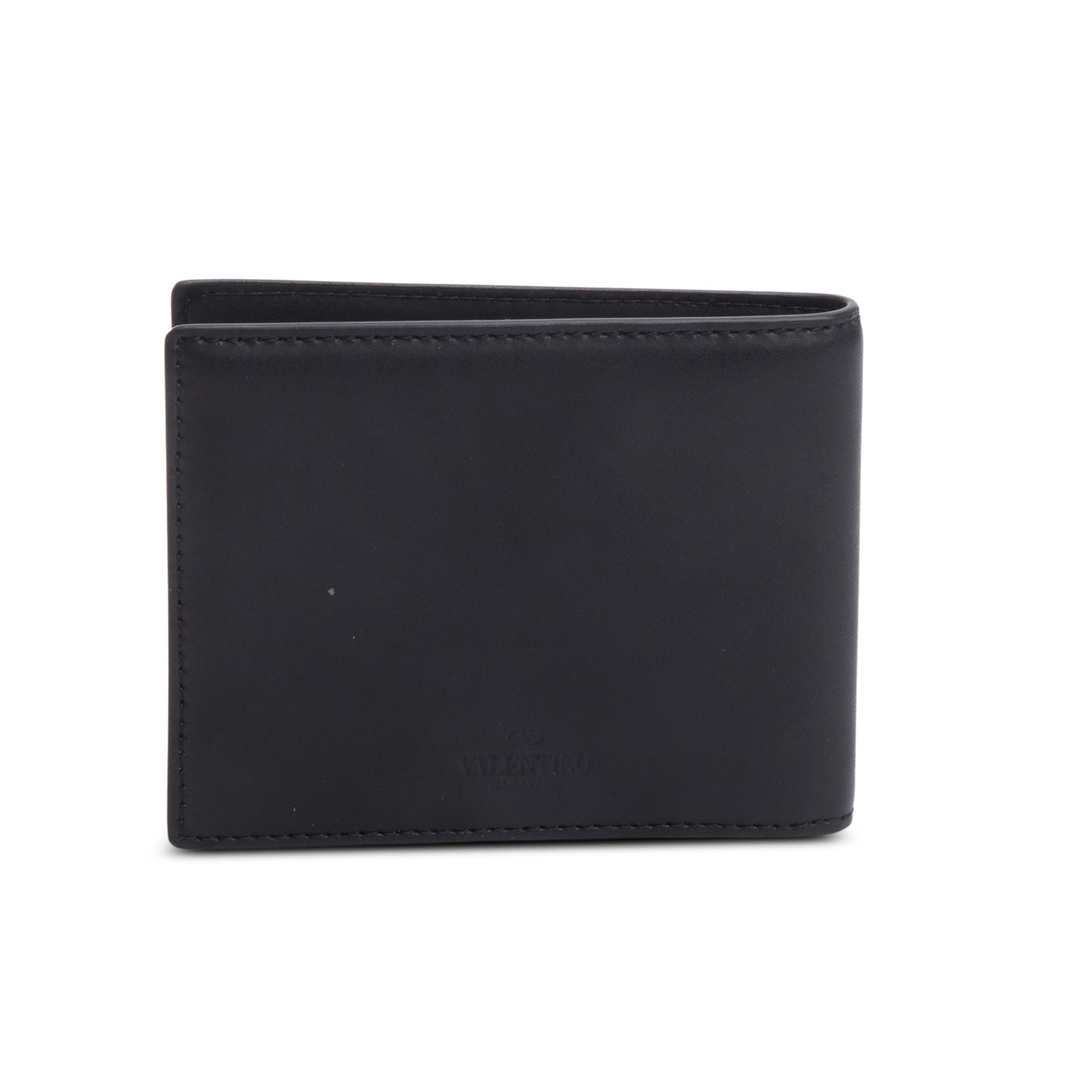 Valentino Black Calfskin Leather VLTN Logo Bifold Wallet w/ Box