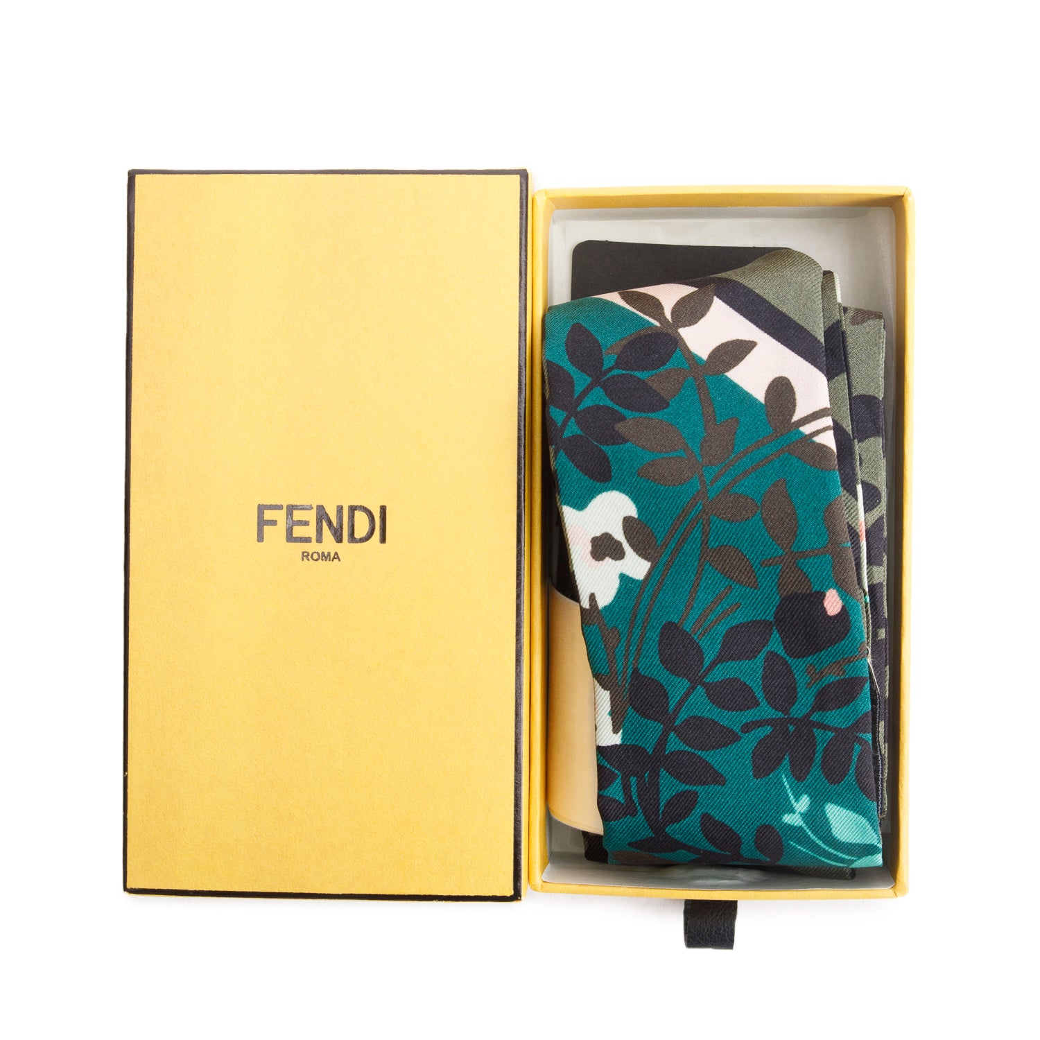Fendi Green Forest Logo Wrappy Silk Bandeau w/ Box