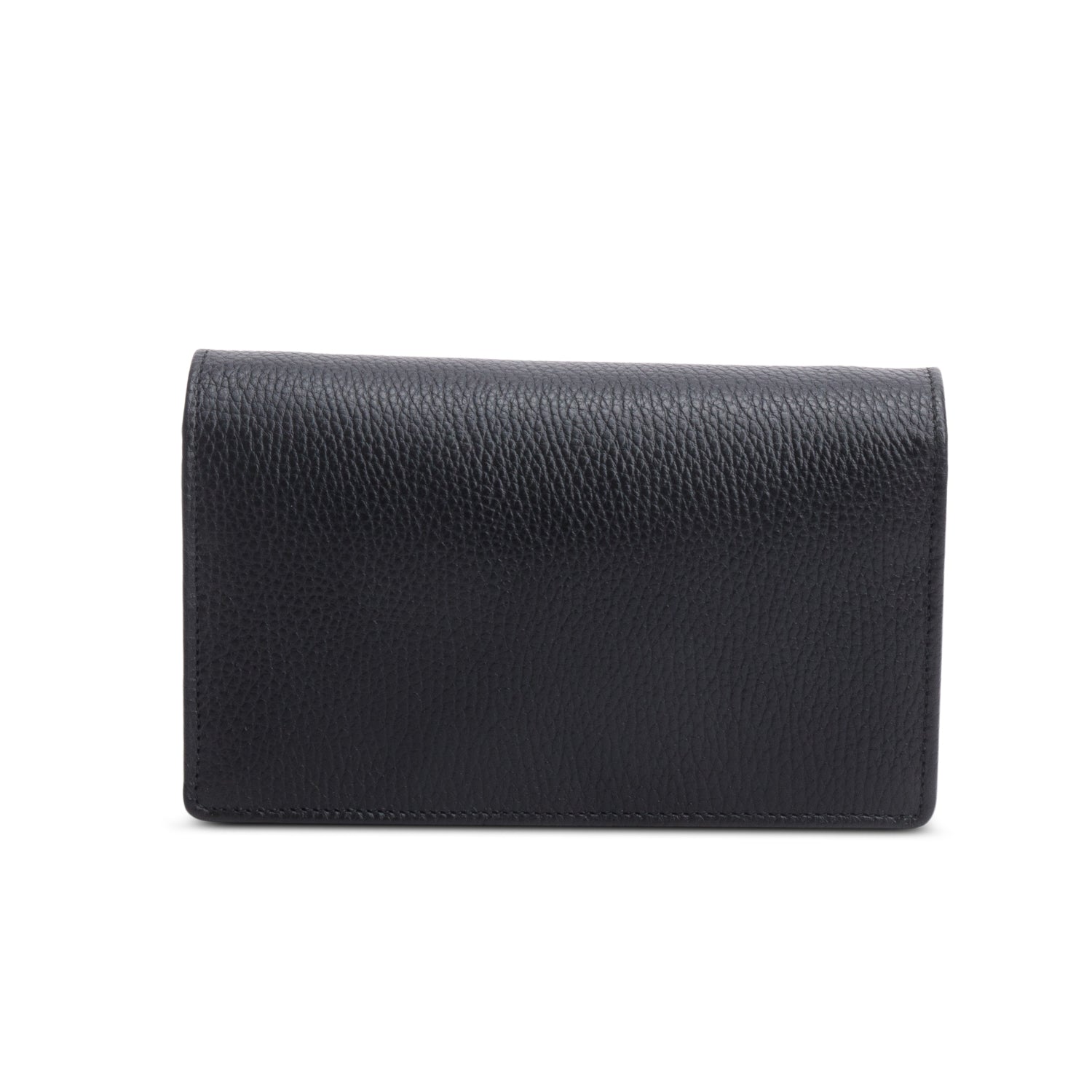 Gucci Black Calfskin Mini GG Marmont Wallet On Chain