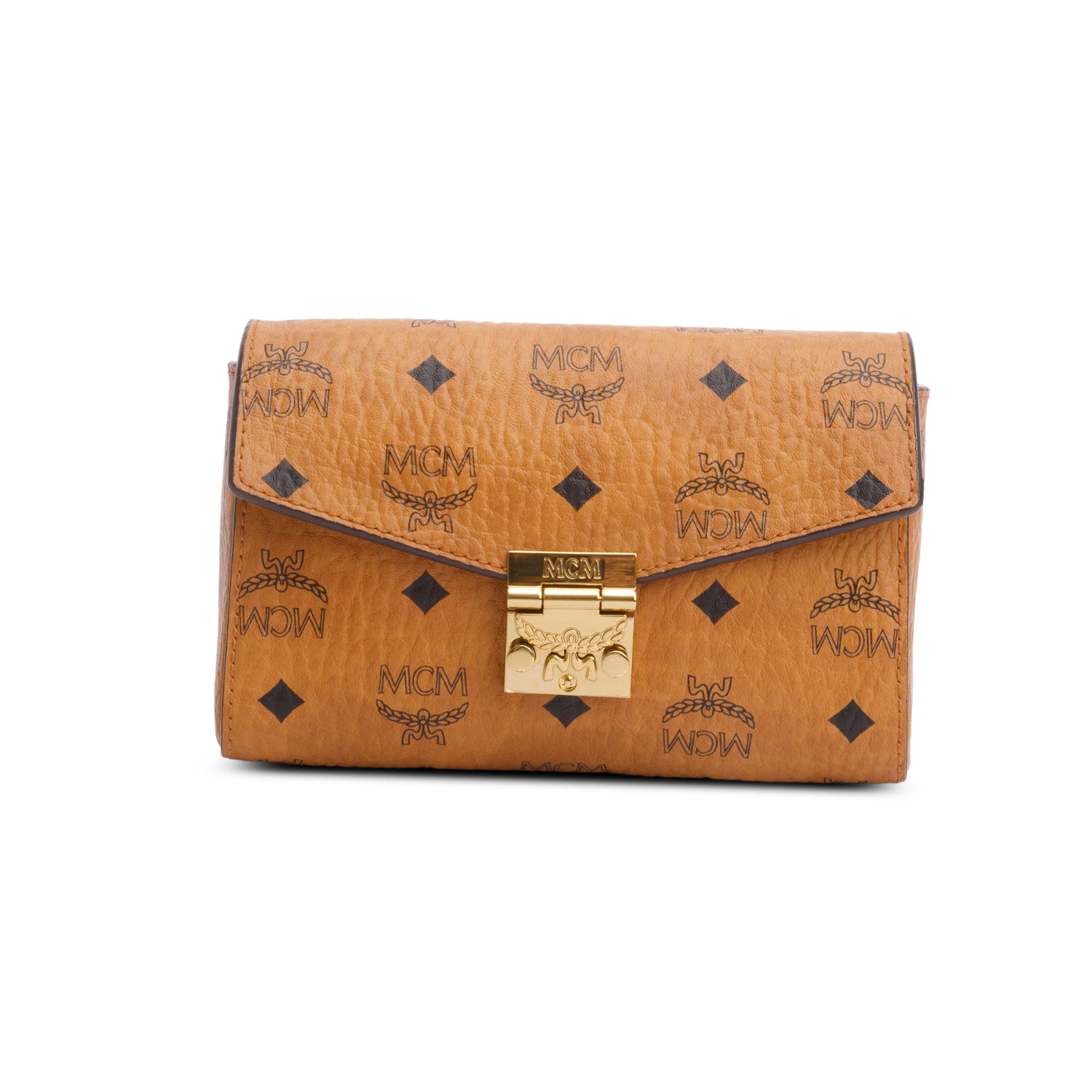 MCM Cognac Visetos Small Tracy Crossbody Bag