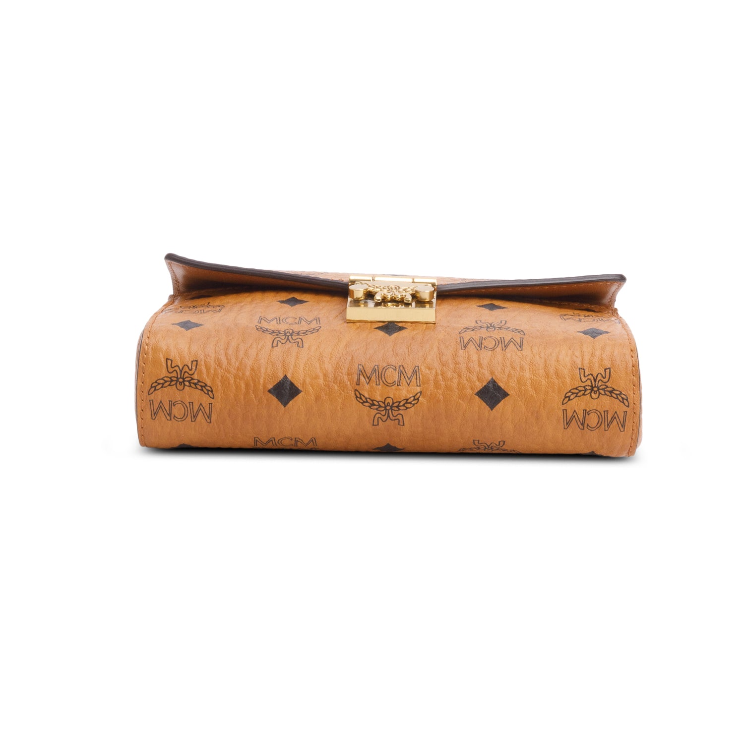 MCM Cognac Visetos Small Tracy Crossbody Bag