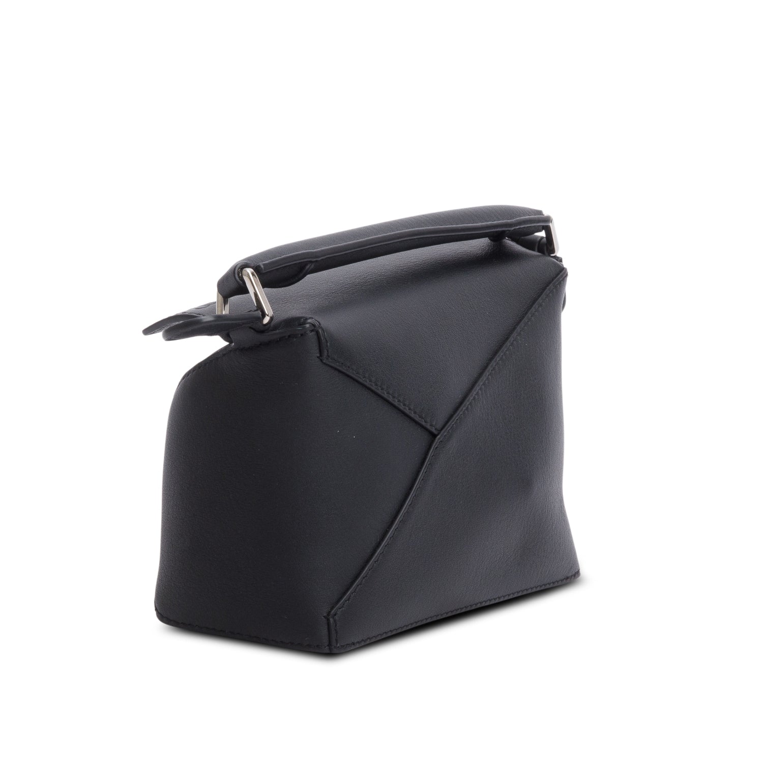 Loewe Black Calfskin Leather Mini Puzzle Edge Bag w/ Strap
