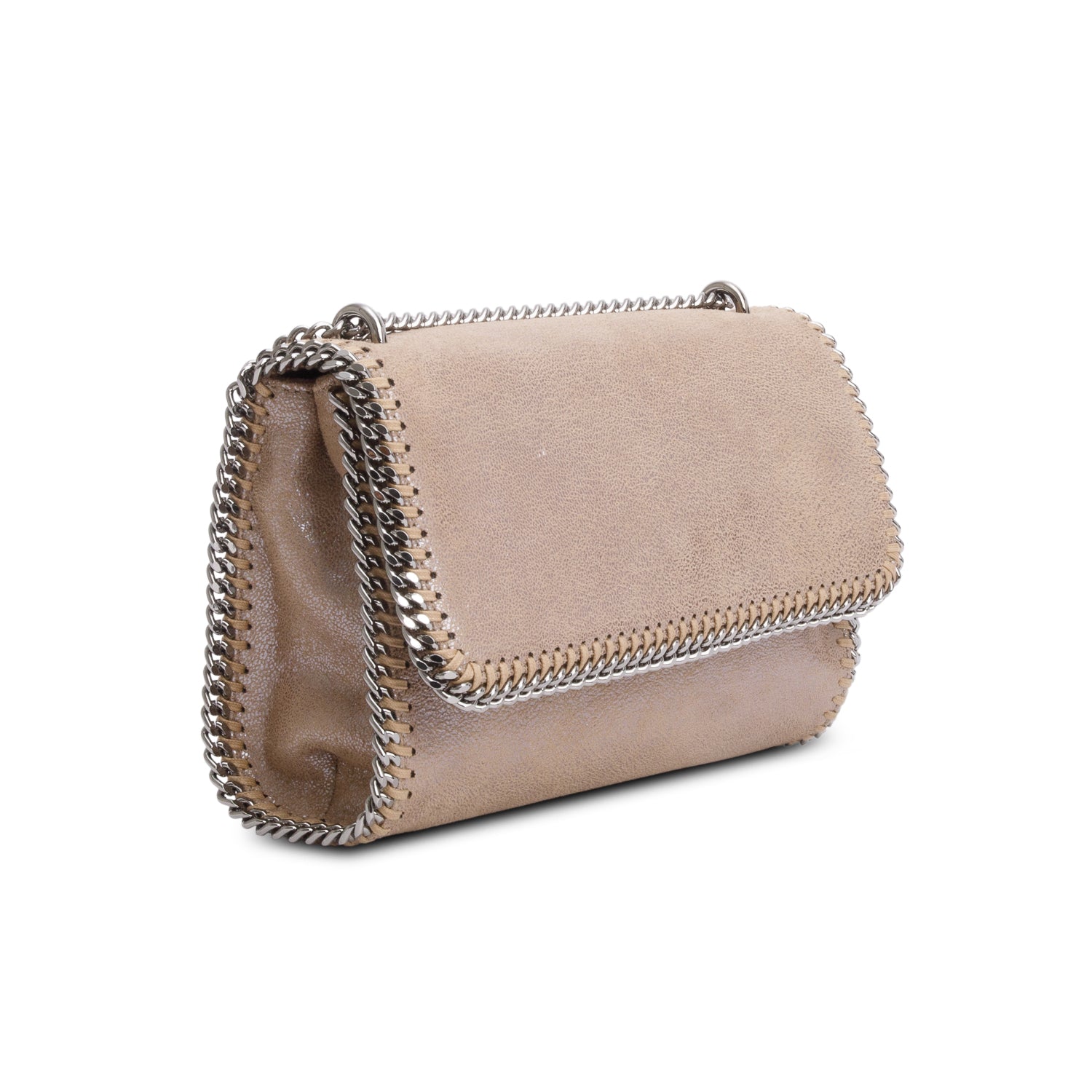 Stella McCartney Metallic Taupe Shaggy Deer Falabella Flap Crossbody Bag