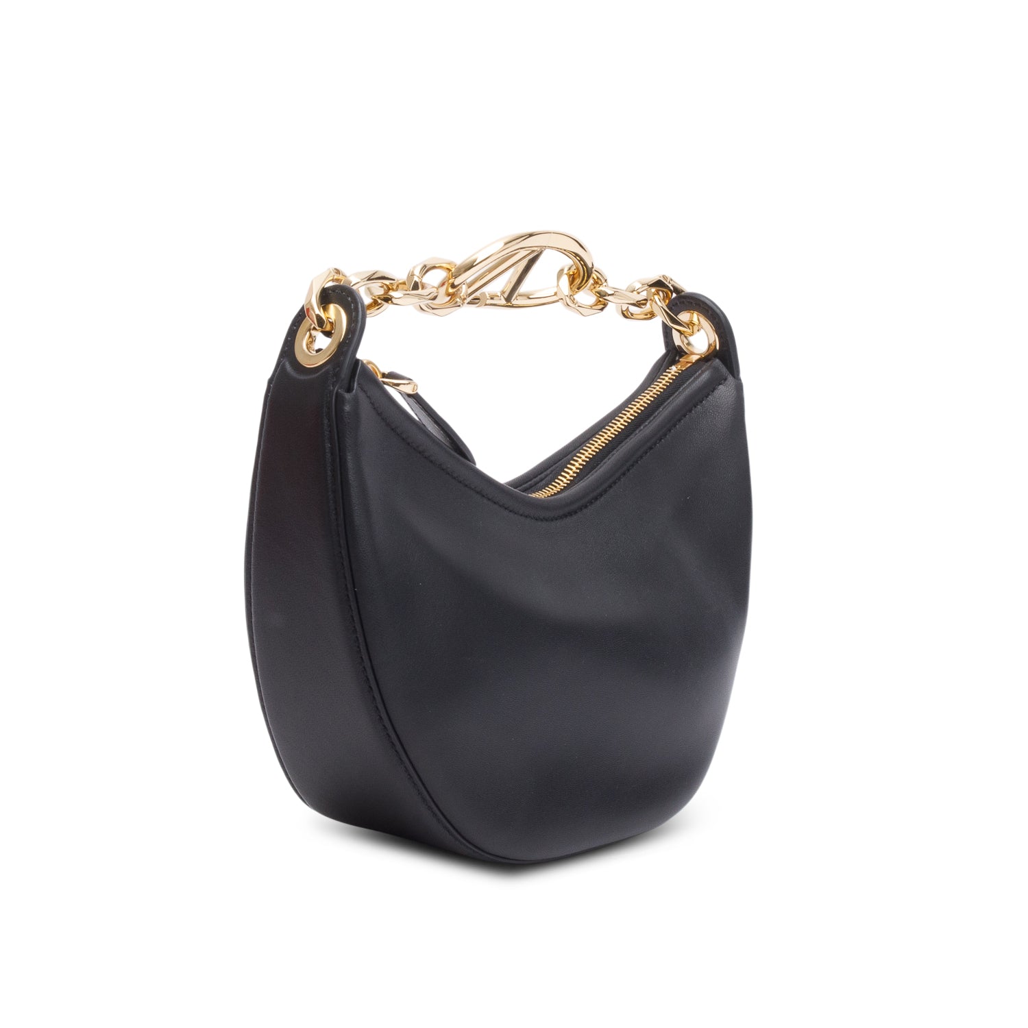 Valentino Black Leather Mini Vlogo Moon Hobo Shoulder Bag w/ Box & Strap