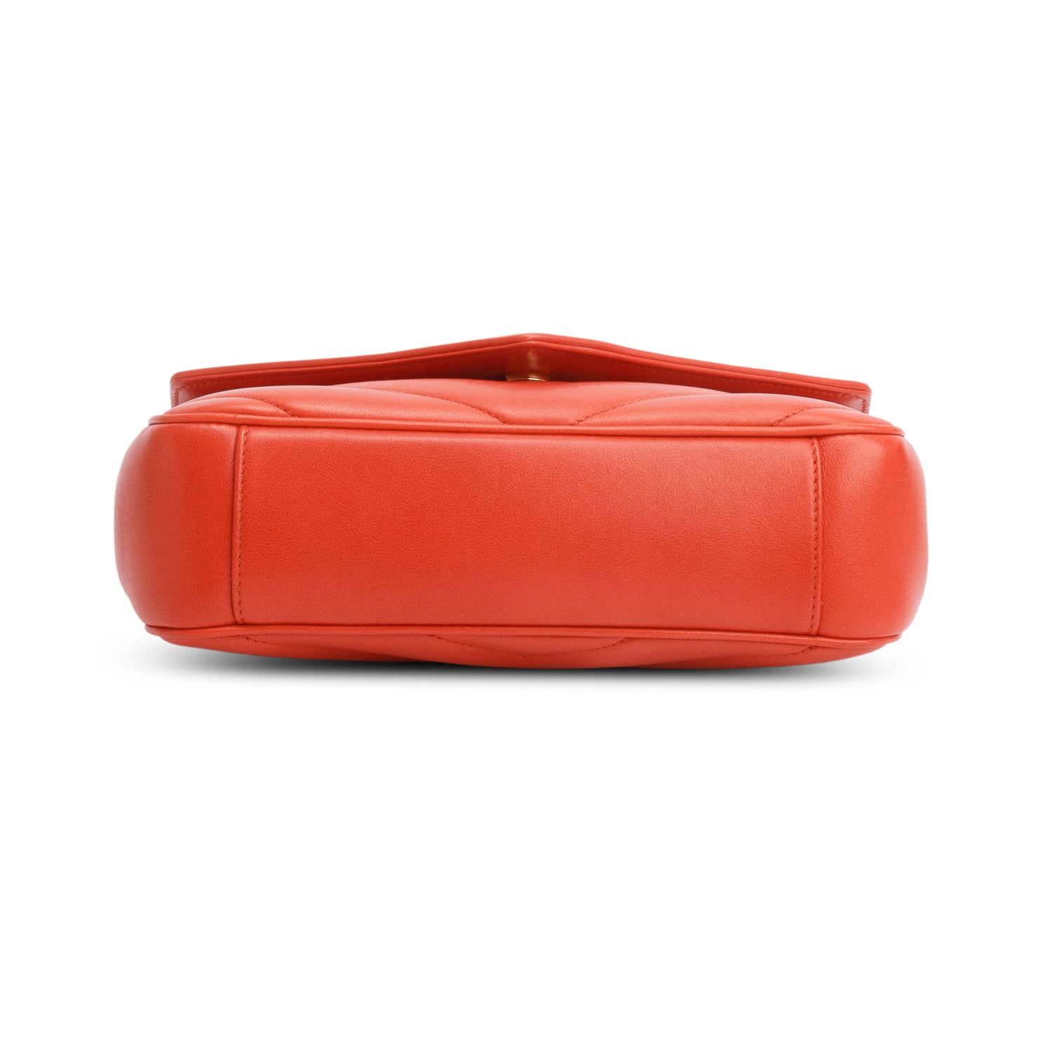 Saint Laurent 2024 Orange Lambskin Chevron Quilted Small LouLou Bag w/ Box