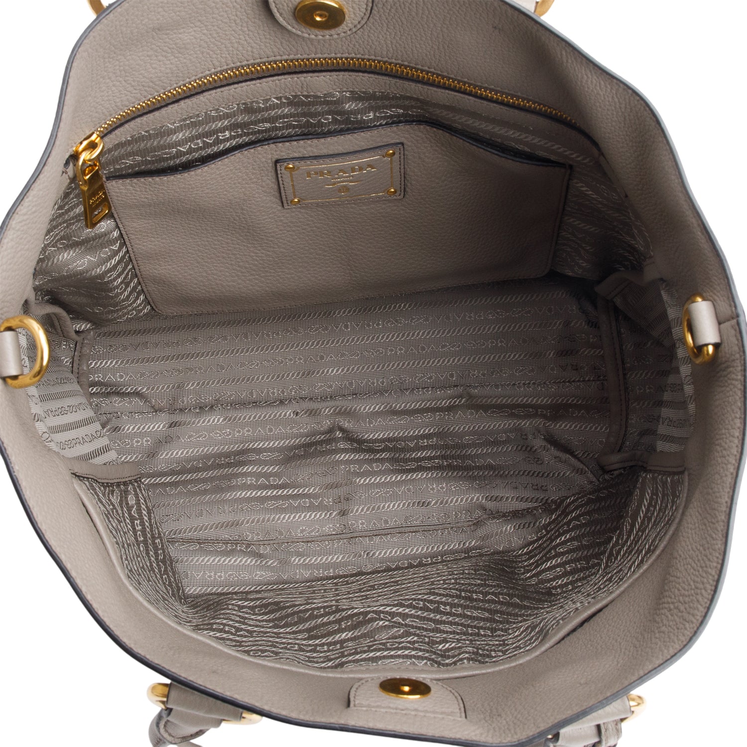 Prada Grey Vitello Phenix Convertible Shopper Tote w/ Strap