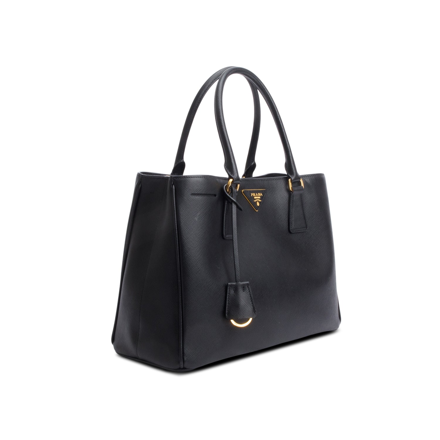 Prada Black Saffiano Lux Leather Medium Tote w/ Strap
