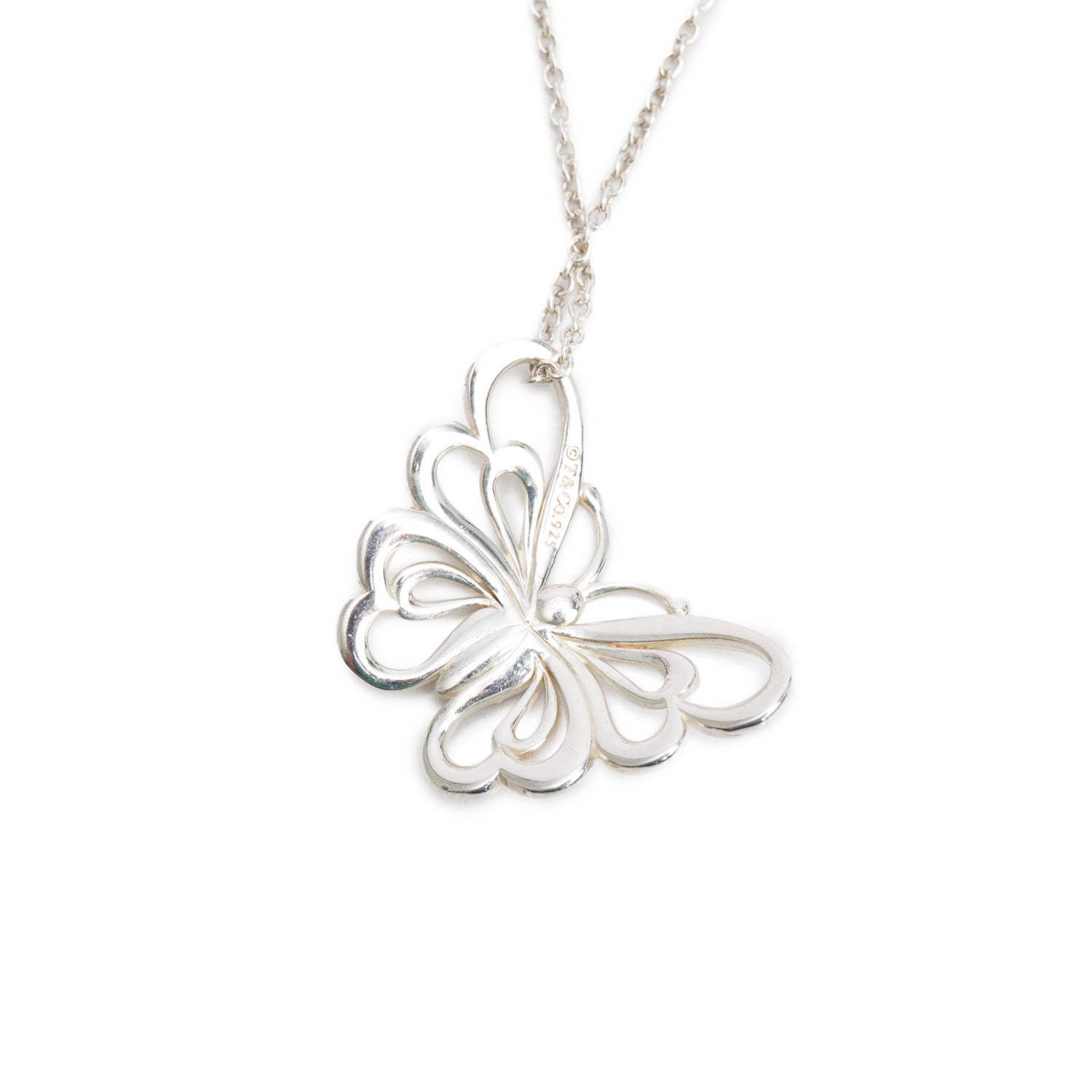 Tiffany & Co. Sterling Silver Stencil Butterfly Pendant Necklace