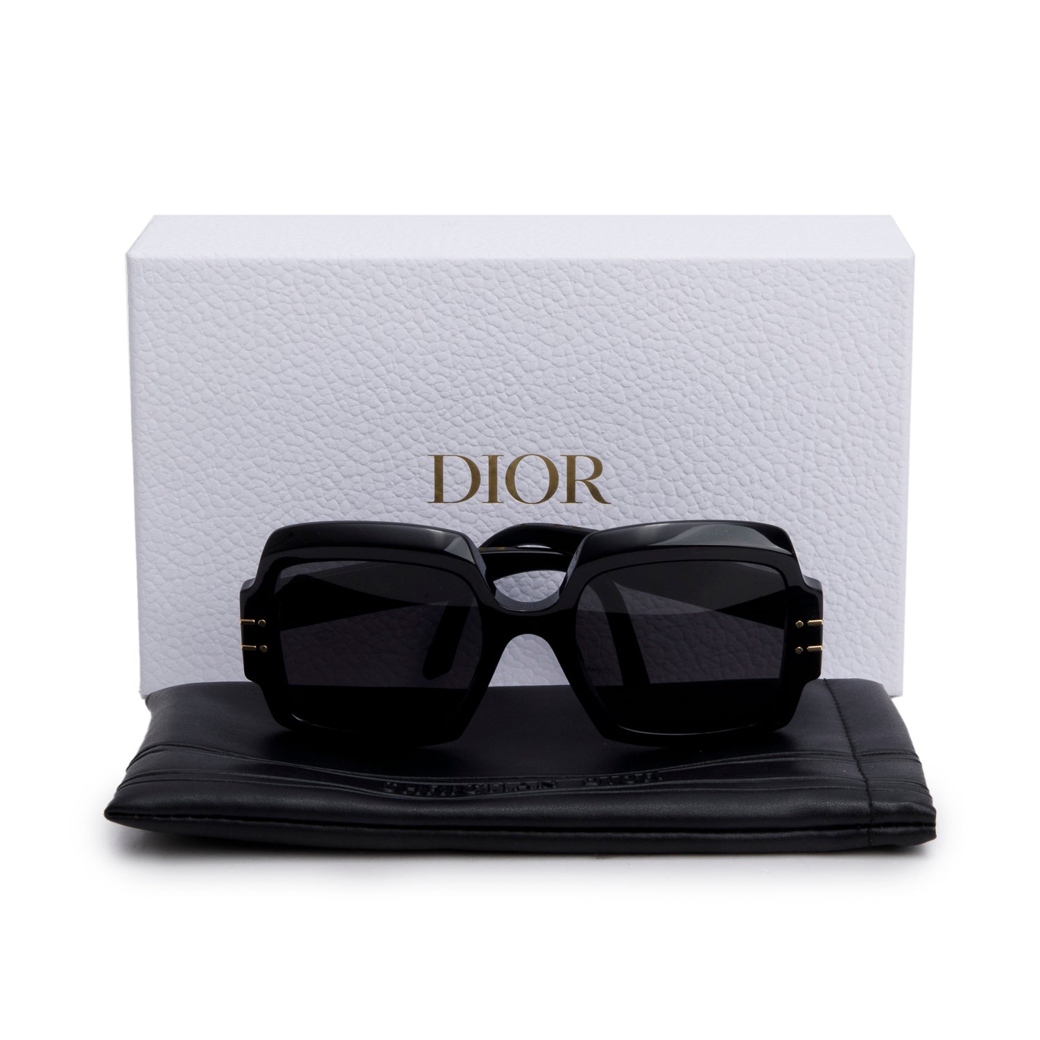 Christian Dior Black Acetate DiorSignature S1U Oversized Sunglasses w/ Box & Case