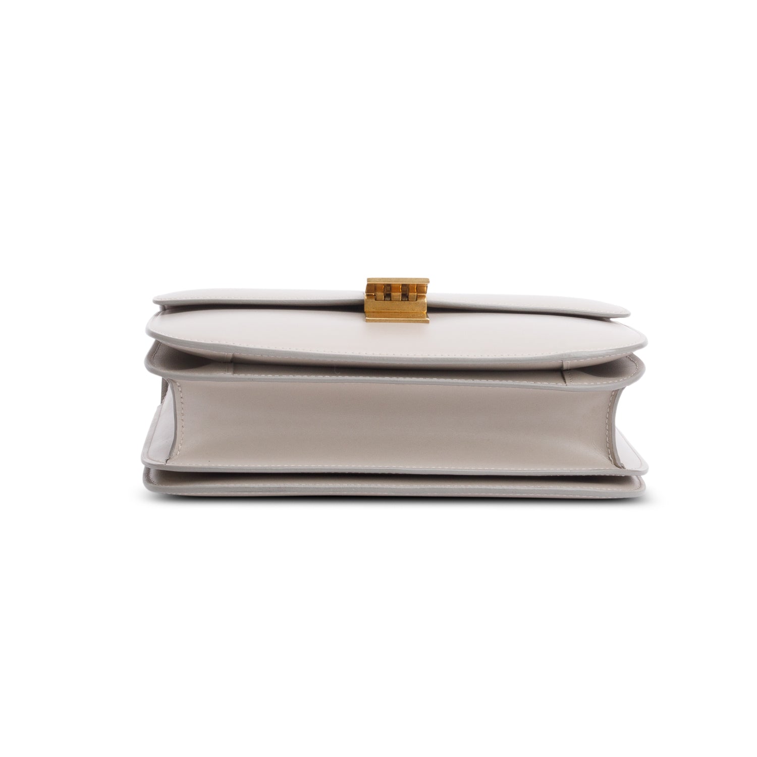 Celine Grey Calfskin Medium Classic Box Flap Bag w/ Strap & Receipt