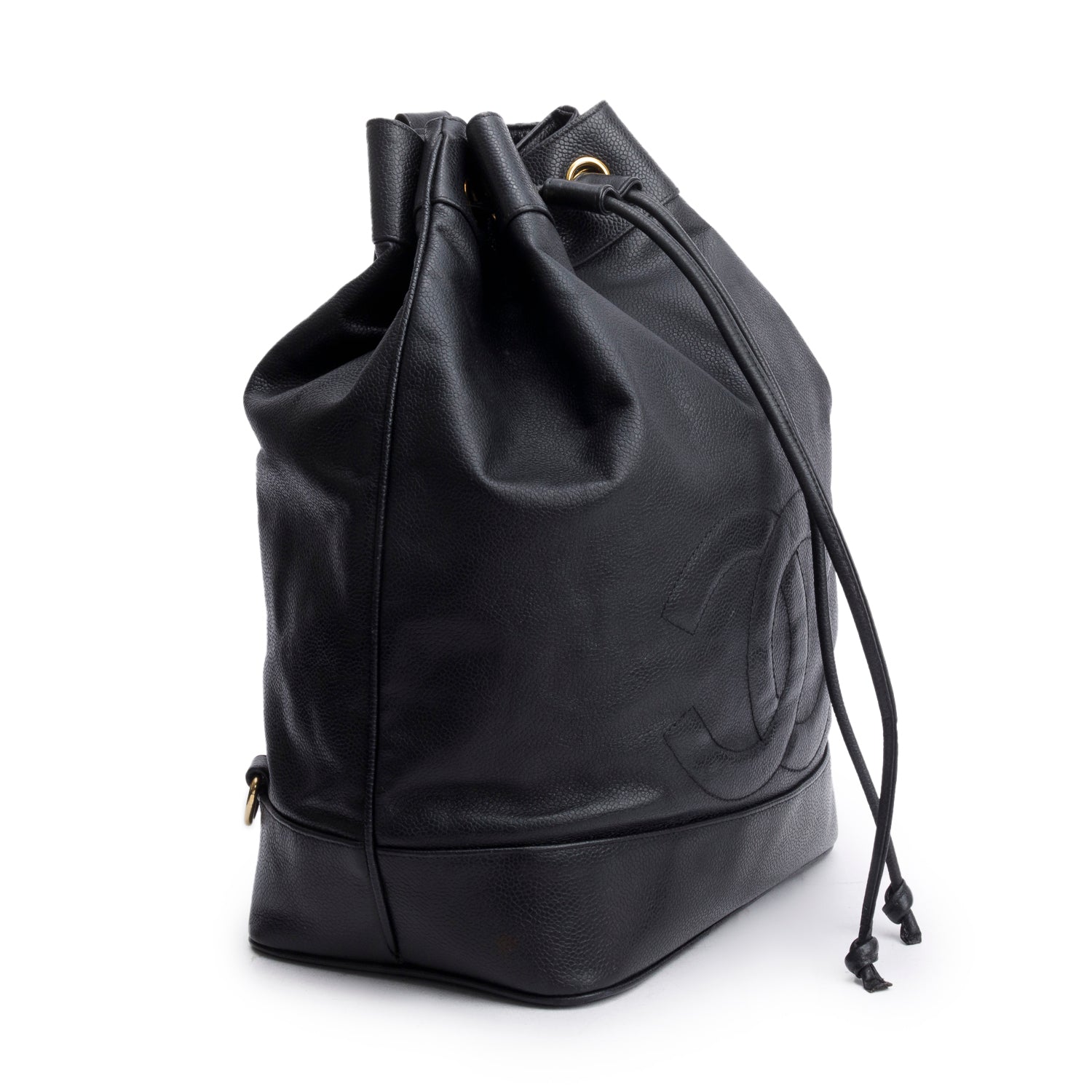 Chanel Black Caviar Drawstring Sling Bag
