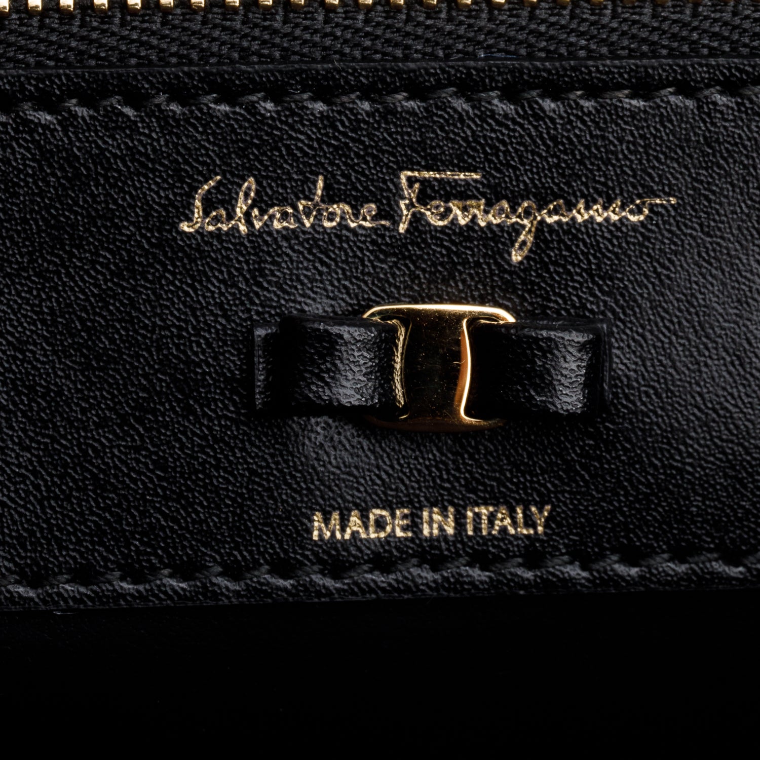 Ferragamo Black Leather Vara Bow Shoulder Bag