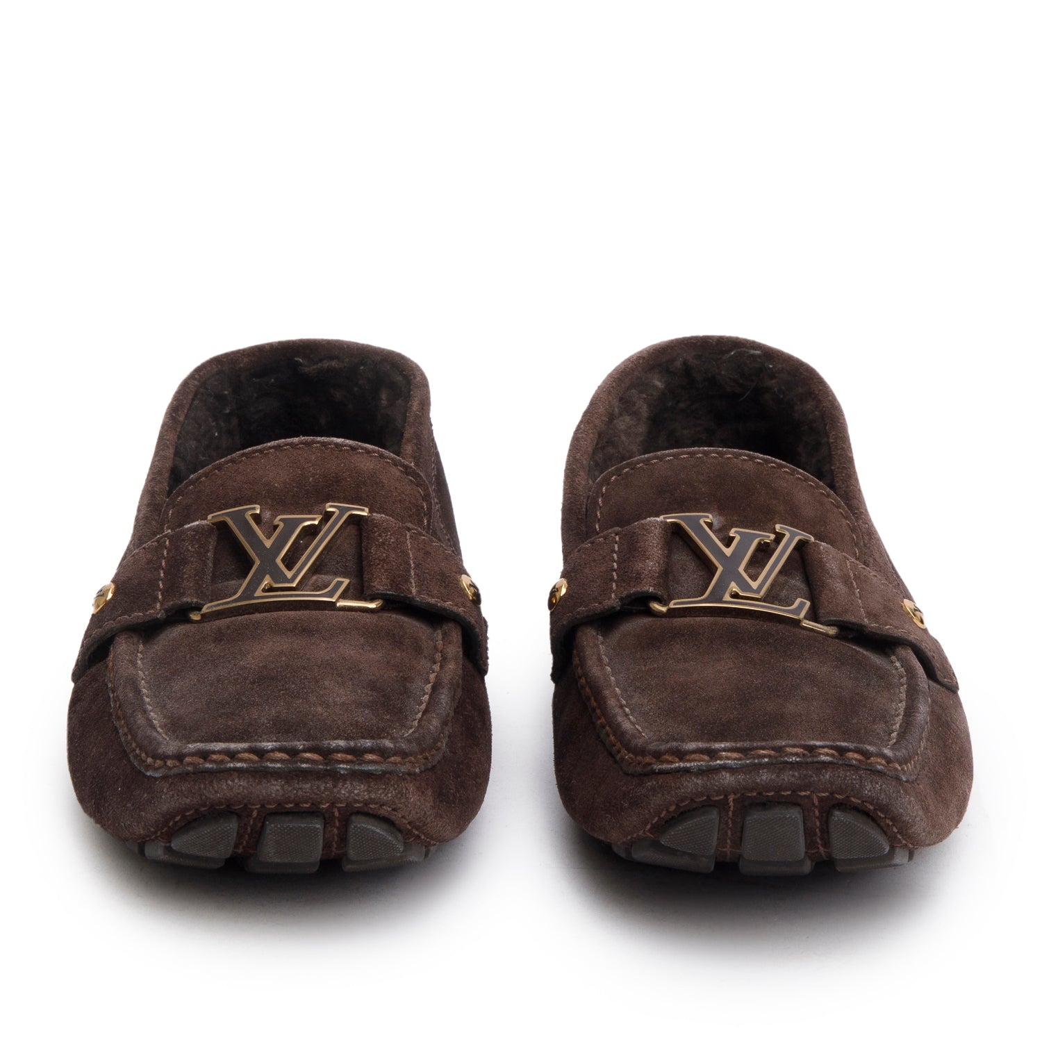 Louis Vuitton Brown Suede Monte Carlo Moccasin Loafers, Size 38