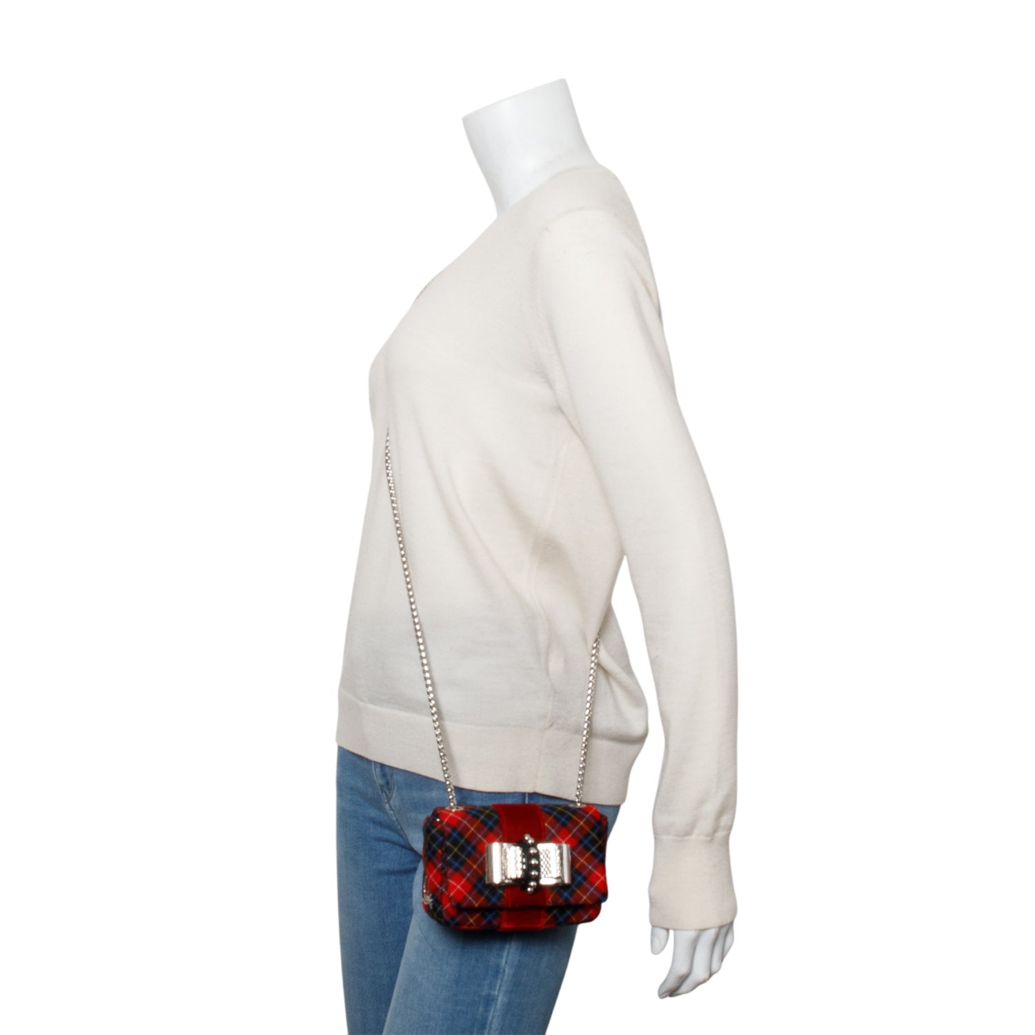 Christian Louboutin Plaid Wool Sweet Charity Crossbody Bag