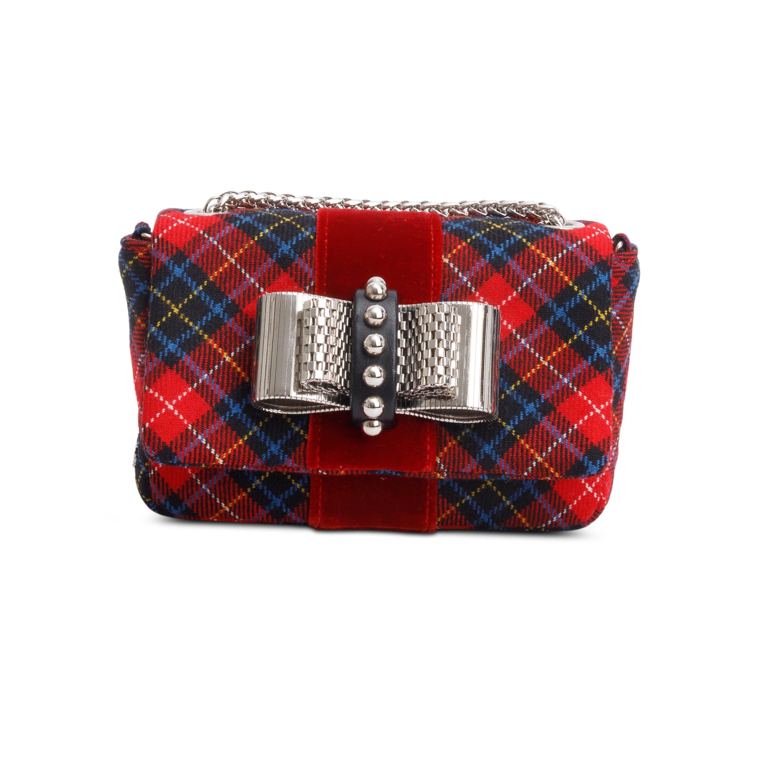 Christian Louboutin Plaid Wool Sweet Charity Crossbody Bag
