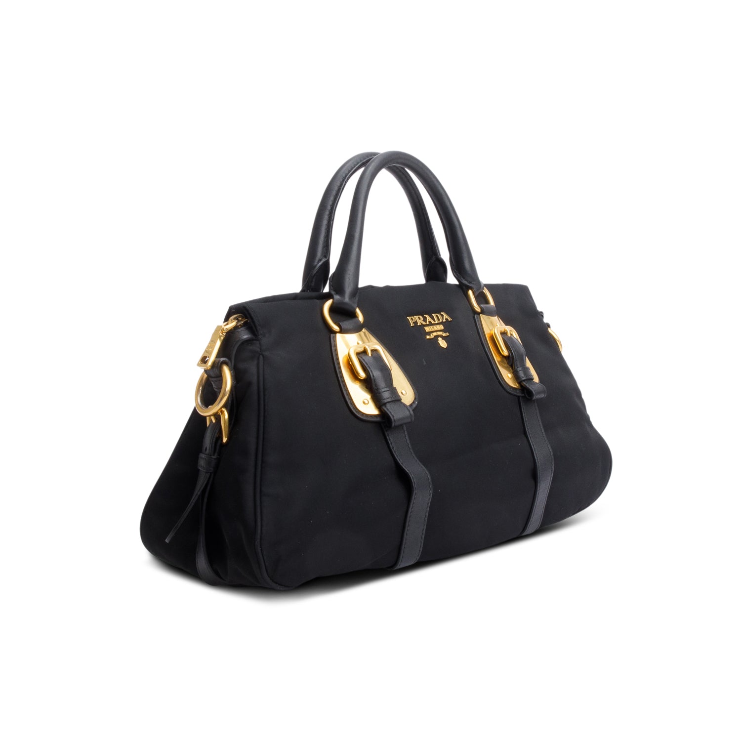 Prada Black Nylon Tessuto Soft Calf Handle Bag