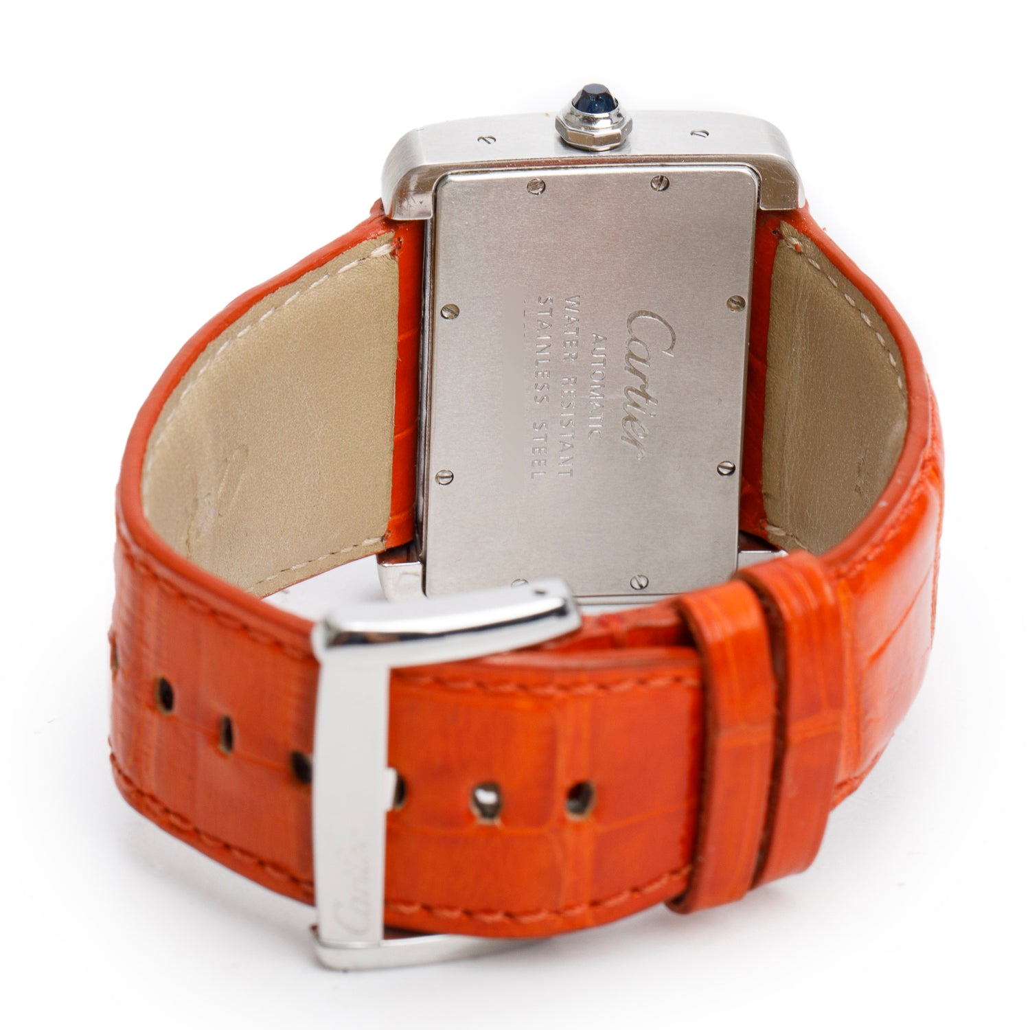 Cartier Stainless Steel Tank Divan 38 MM Automatic Watch 2612 w/ Extra Straps