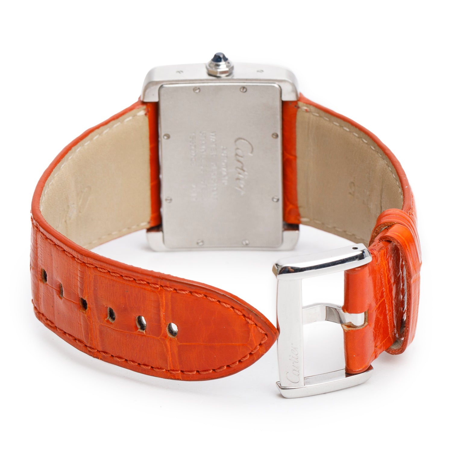 Cartier Stainless Steel Tank Divan 38 MM Automatic Watch 2612 w/ Extra Straps