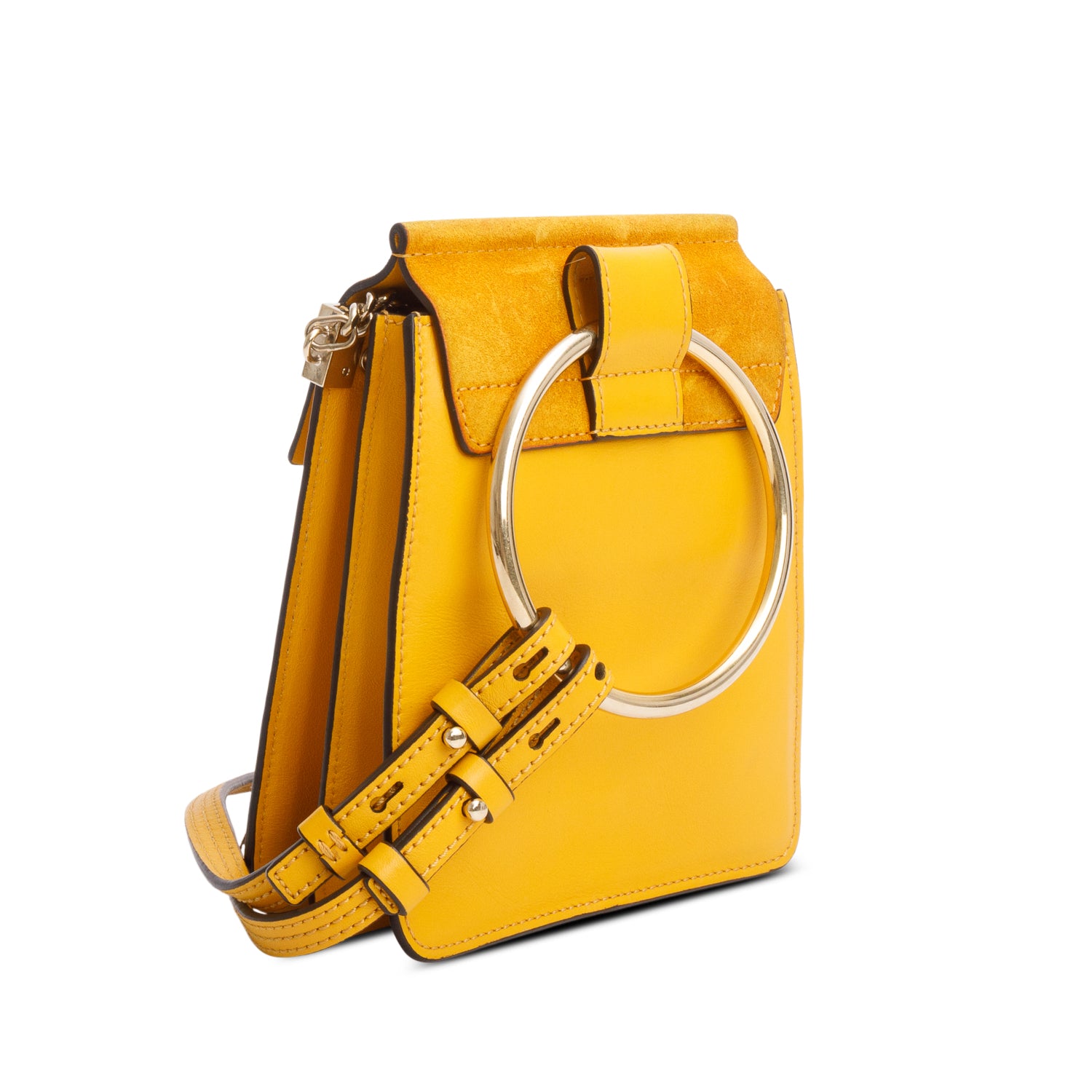 Chloe Yellow Suede Calfskin Mini Faye Bracelet Bag w/ Strap