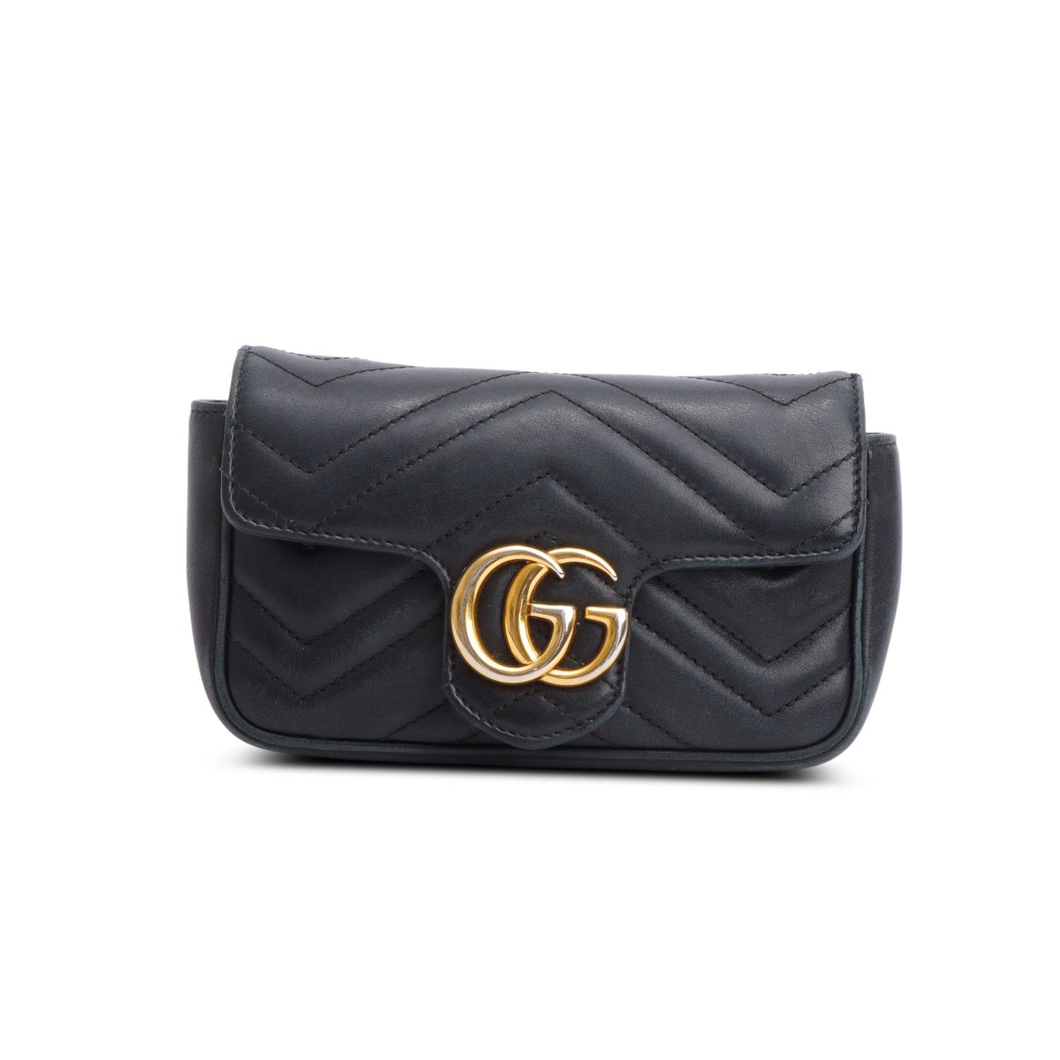 Gucci Black GG Marmont Matelasse Leather Super Mini Bag