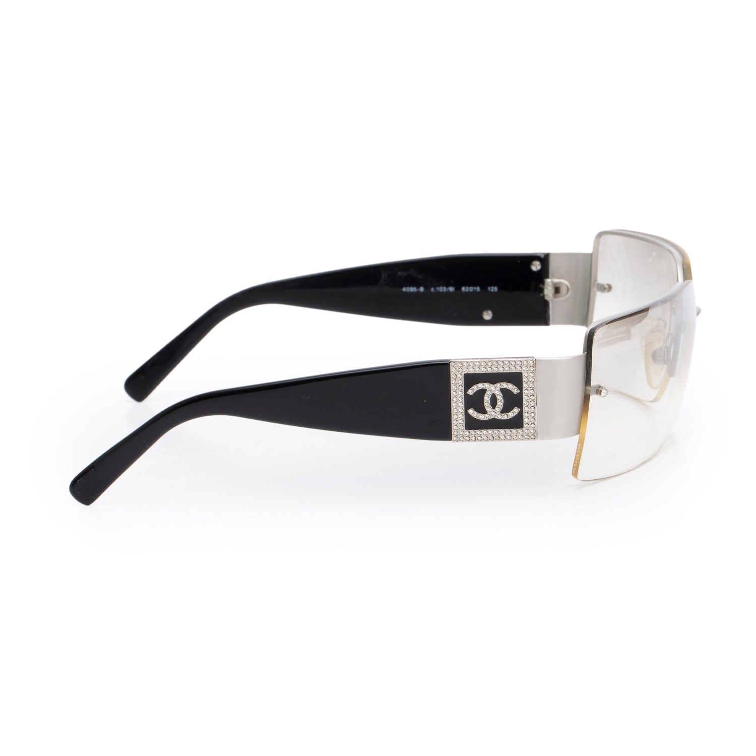 Chanel 4095-5 Crystal CC Logo Shield Sunglasses w/ Case