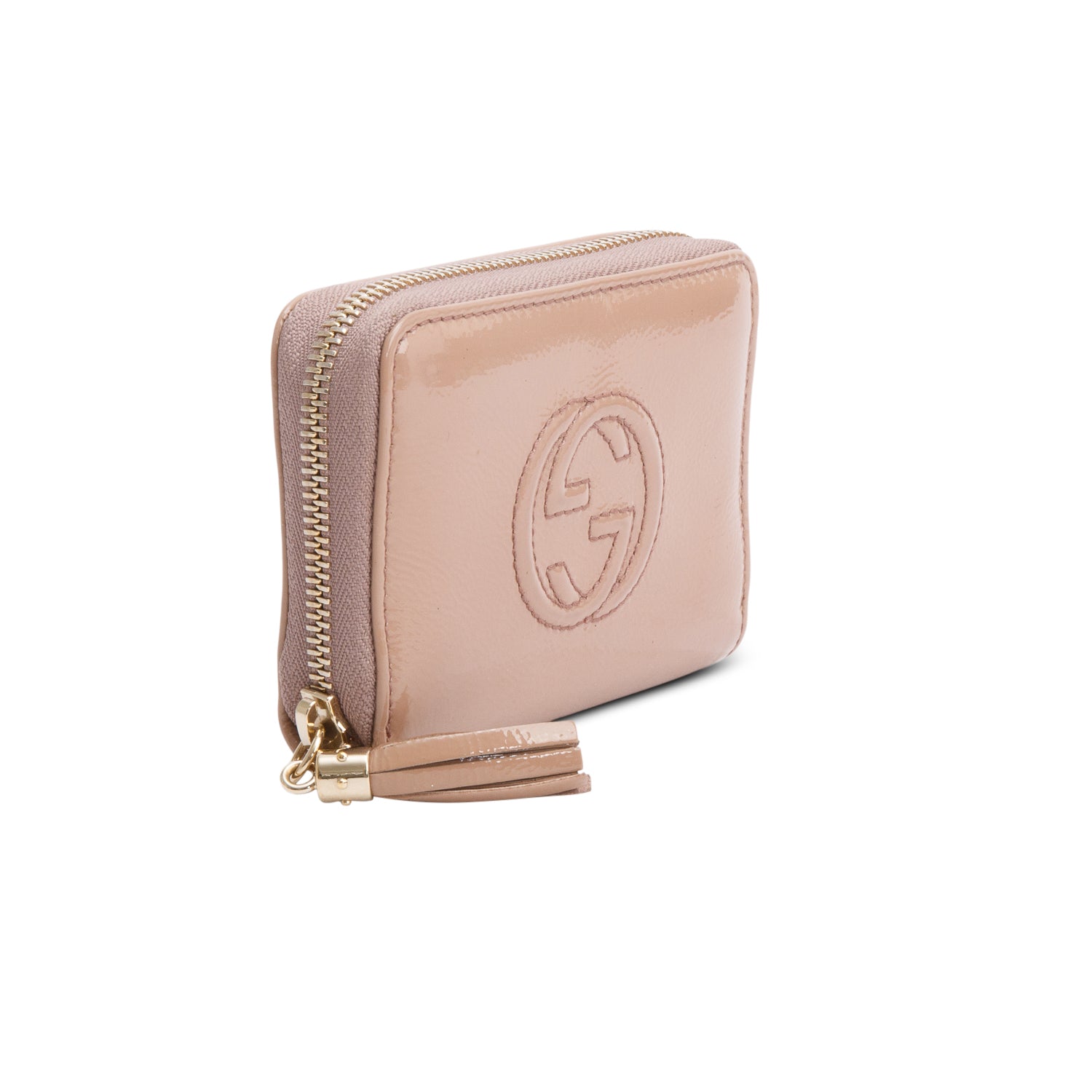 Gucci Beige Patent Leather Soho Zip Around Wallet