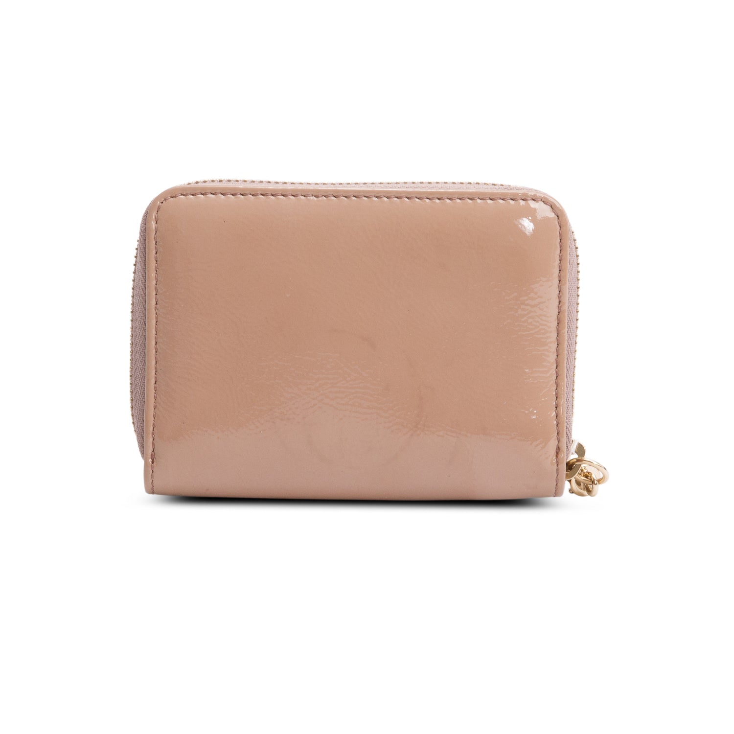 Gucci Beige Patent Leather Soho Zip Around Wallet