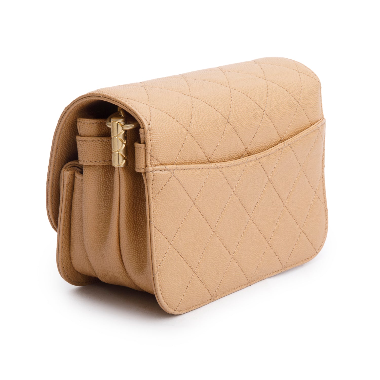 Chanel 2021 Beige Caviar Mini Messenger Bag w/ Box & Receipt