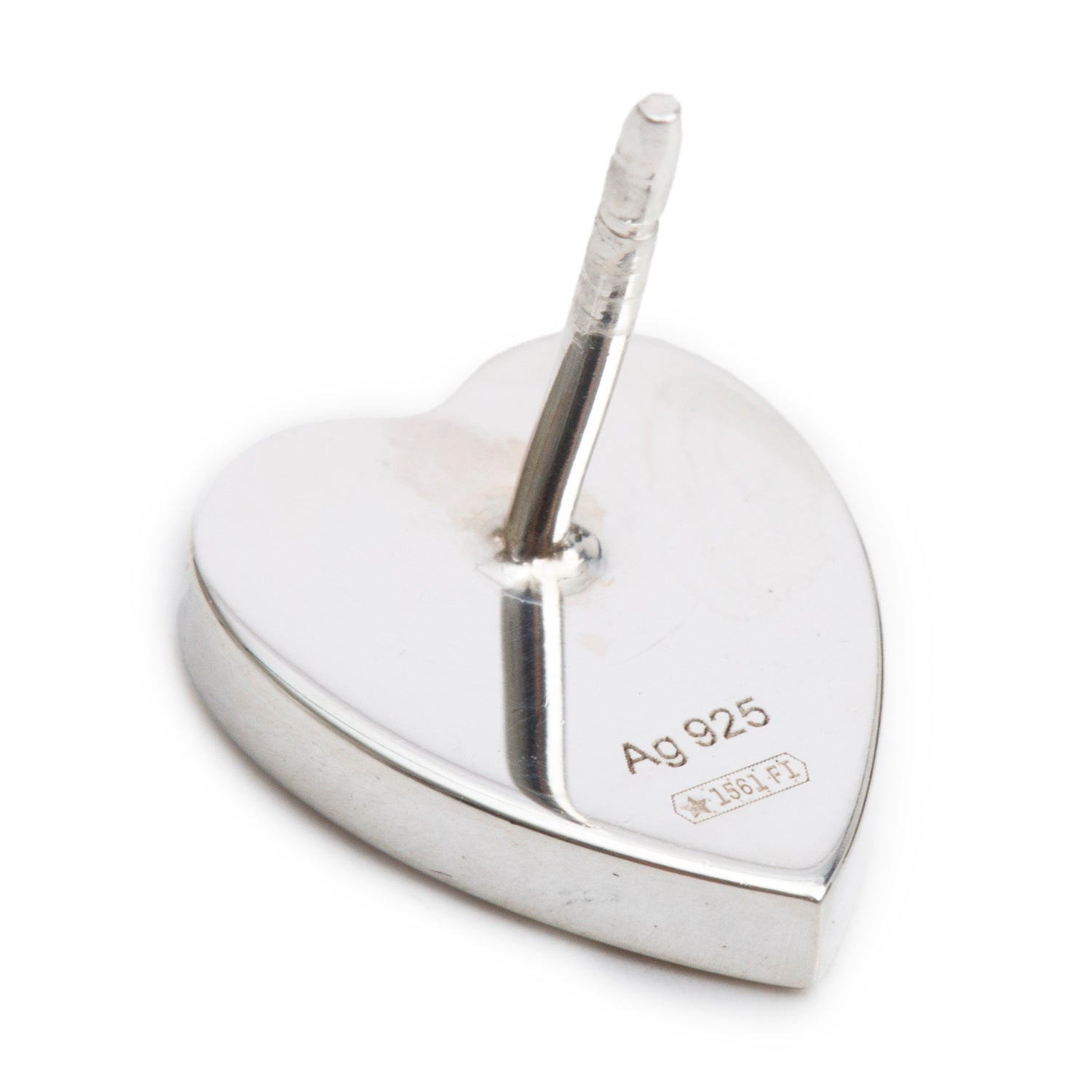 Gucci Sterling Silver Trademark Heart Stud Earrings w/ Box