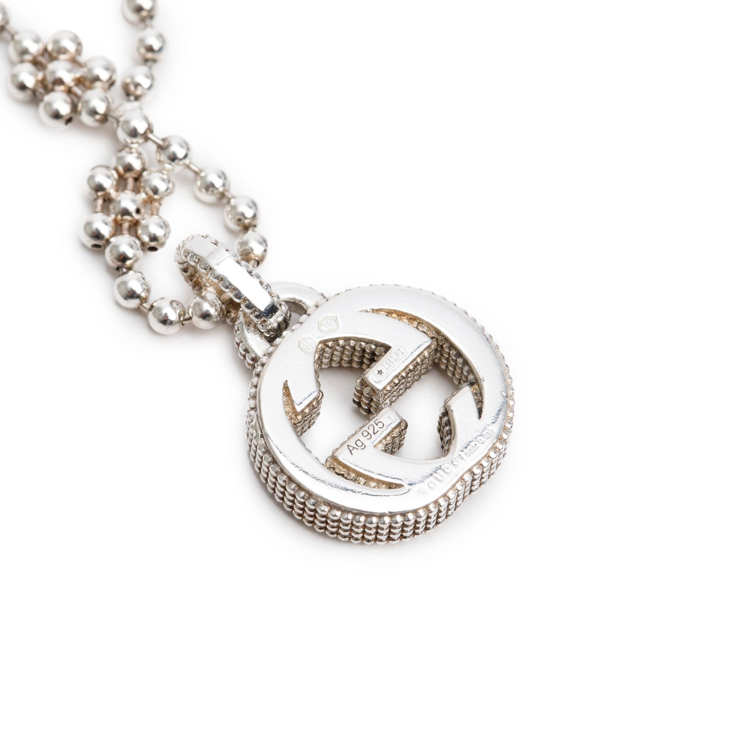 Gucci Sterling Silver Interlocking G Flower Station Necklace w/ Box