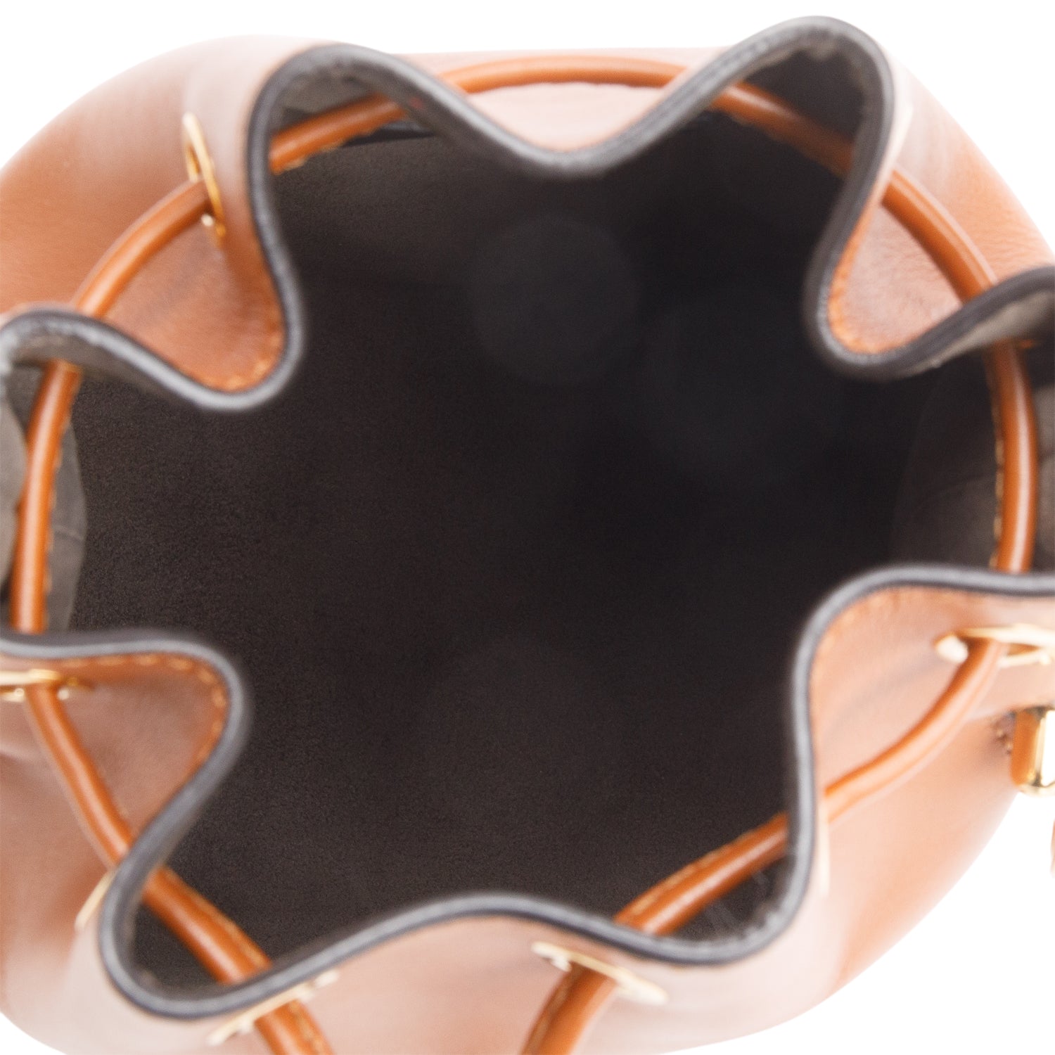 Fendi 2021 Brown Vitello Fendi Logo Embossed Mini Mon Tresor Bucket Bag w/ Box & Receipt