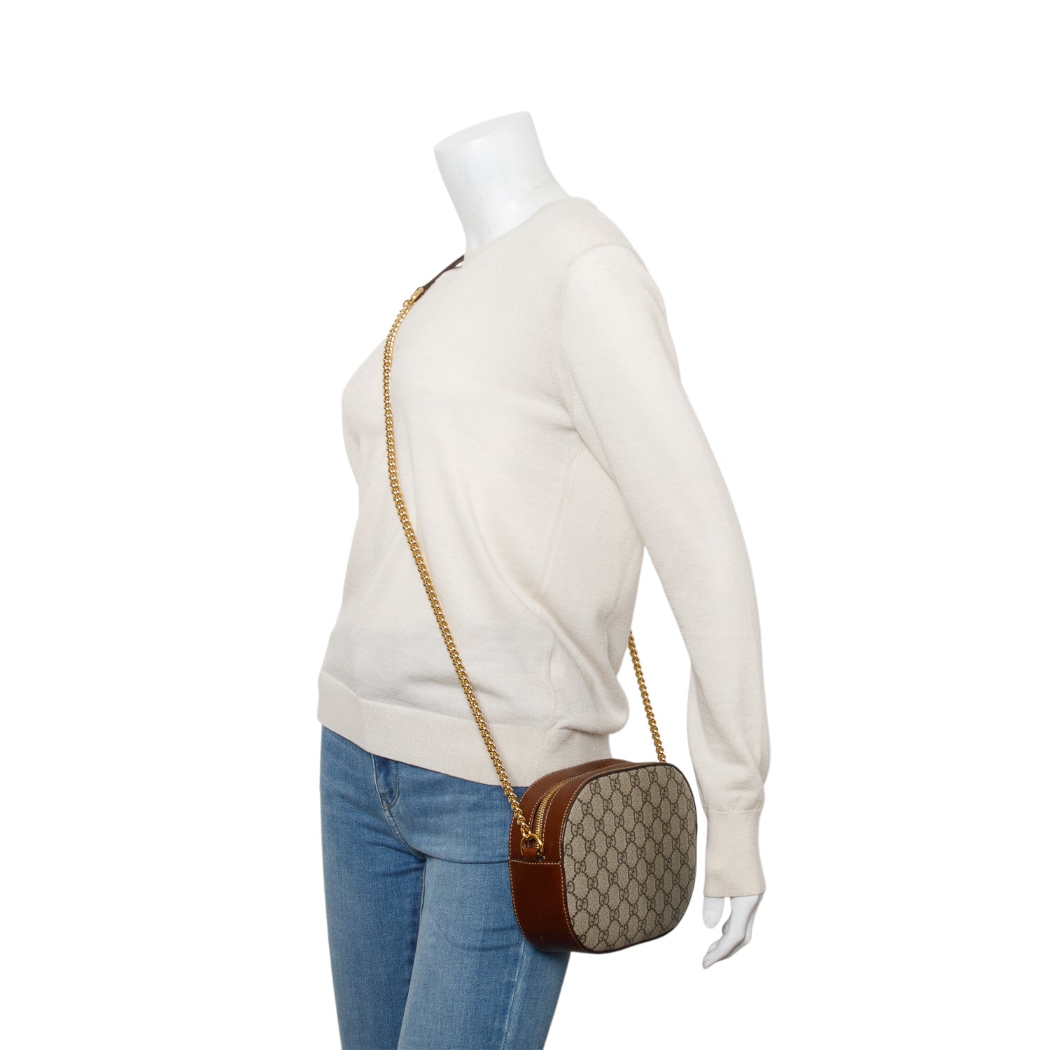 Gucci GG Supreme Bree Chain Crossbody Bag w/ Box