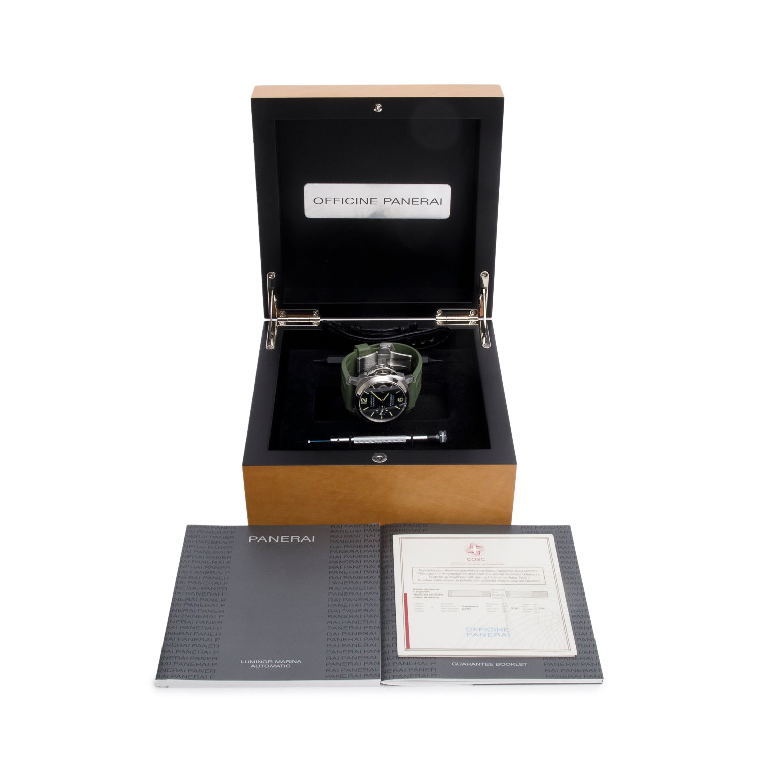 Panerai Stainless Steel Luminor Marina 40 MM Automatic Watch Black Dial PAM00048 w/ Box, Papers & Extra Leather Strap