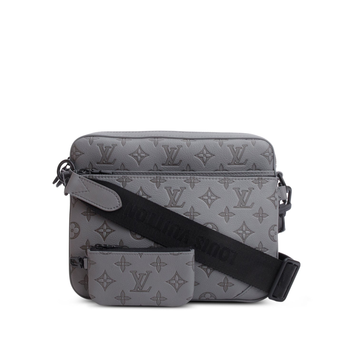 Louis Vuitton グレー ボディバッグ Louis Vuitton Grey Monogram Shadow Embossed Calfskin Leather Trio