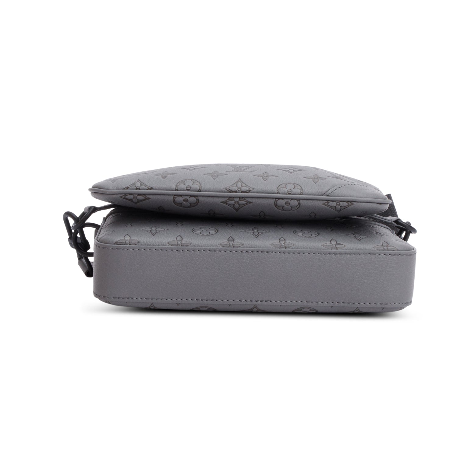 Louis Vuitton Grey Monogram Shadow Embossed Calfskin Leather Trio Messenger Bag w/ Box