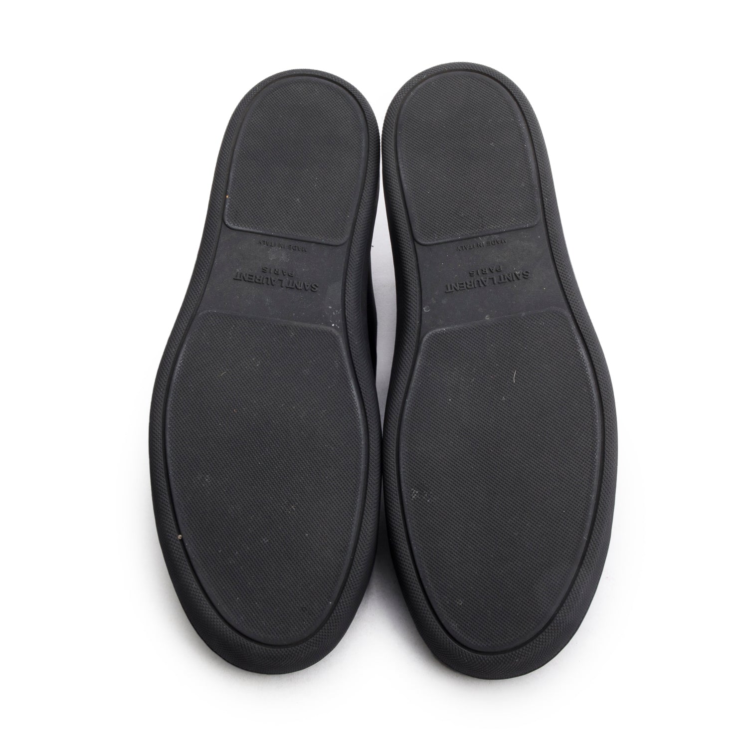 Saint Laurent Black Lambskin Leather Court Classic Hight Top Sneakers, Men's Size 42 w/ Box