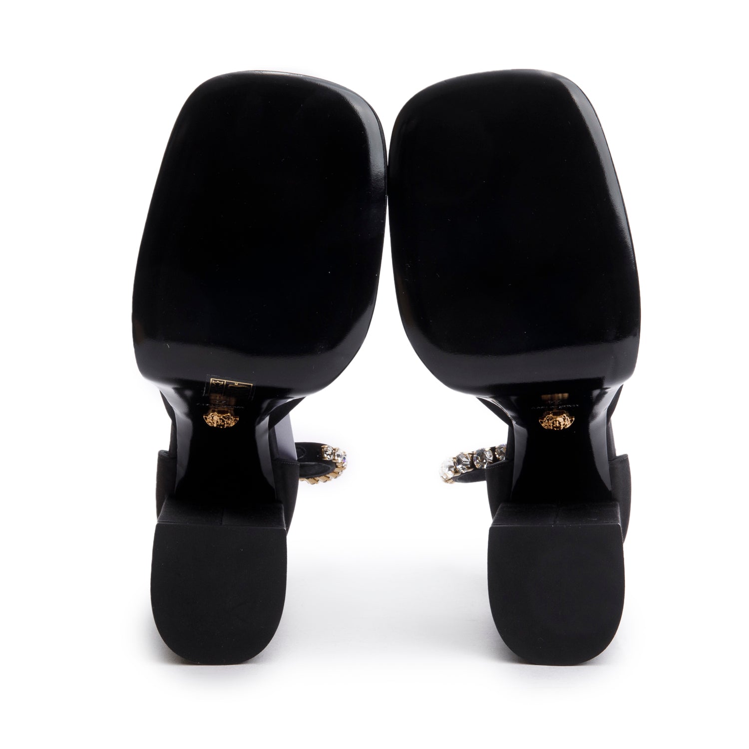 Versace Black Satin Medusa Aevitas Platform Pumps, Size 41 w/ Box