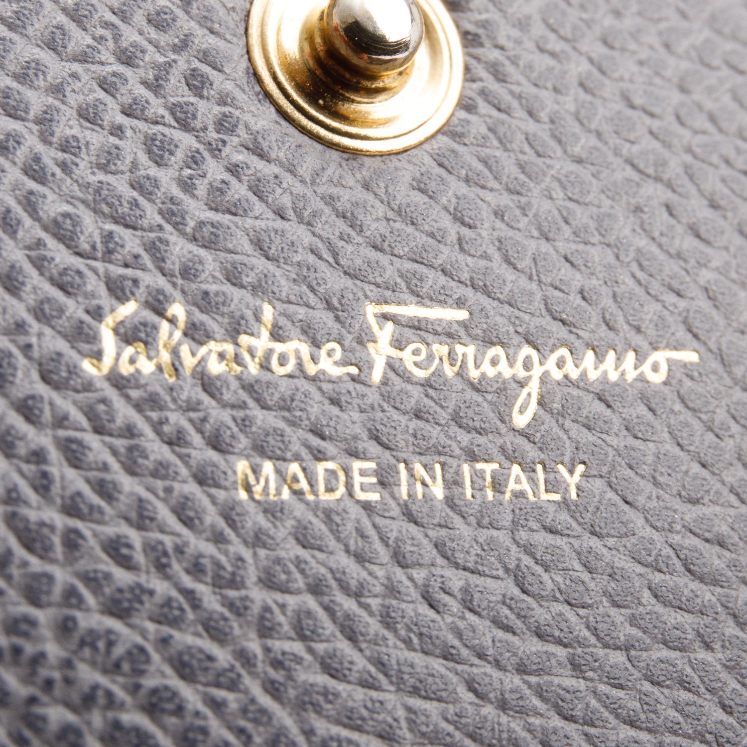 Ferragamo Grey Grained Leather Continental Vara Bow Wallet