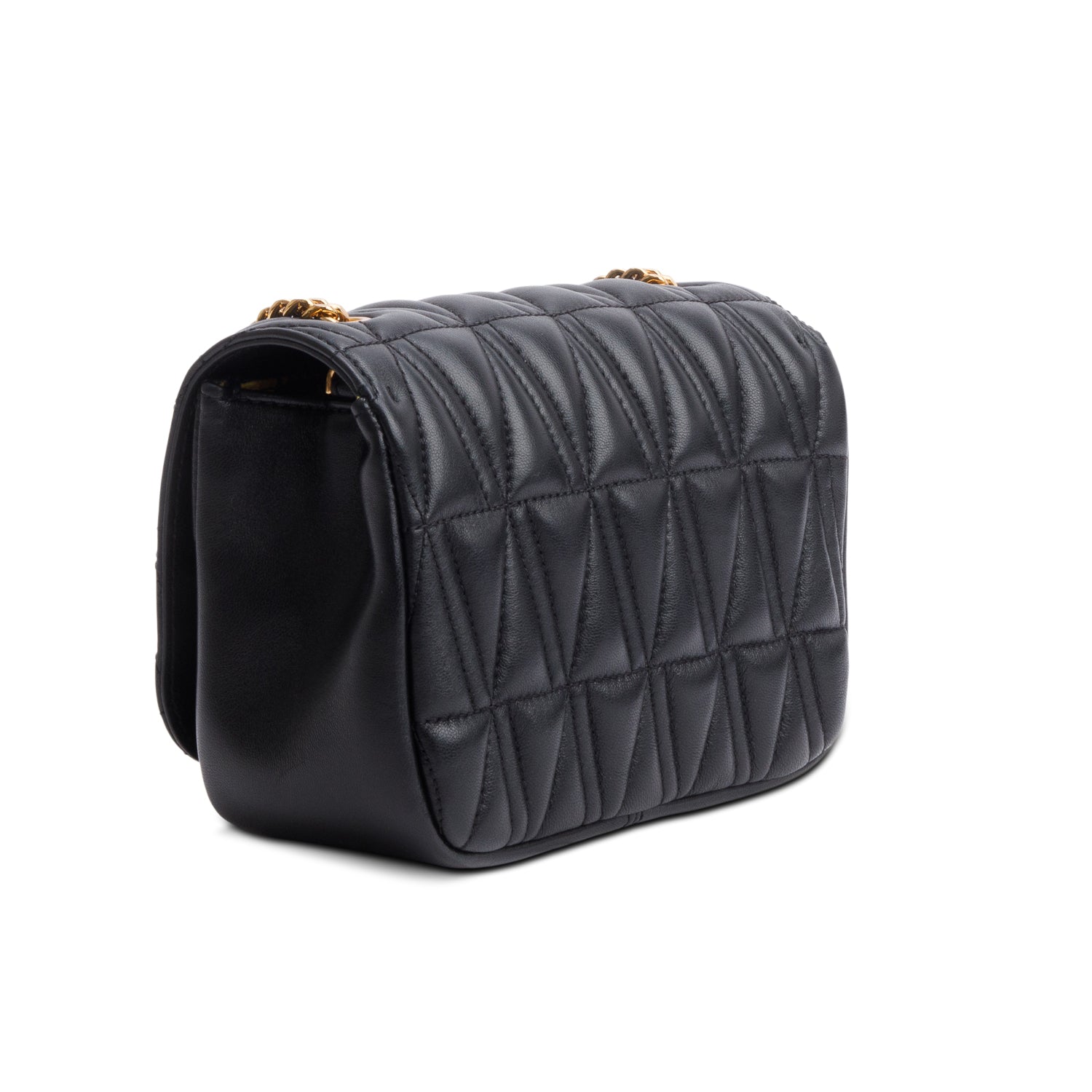 Versace Black Quilted Leather Virtus Shoulder Bag w/ Box