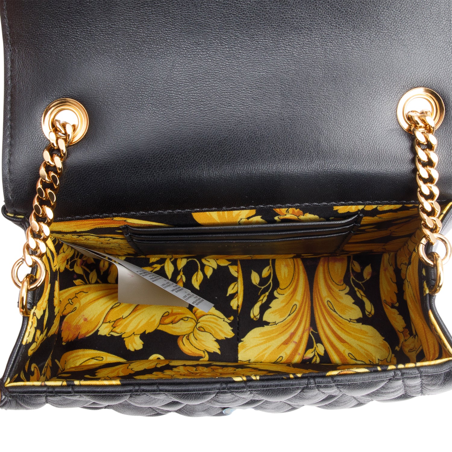 Versace Black Quilted Leather Virtus Shoulder Bag w/ Box