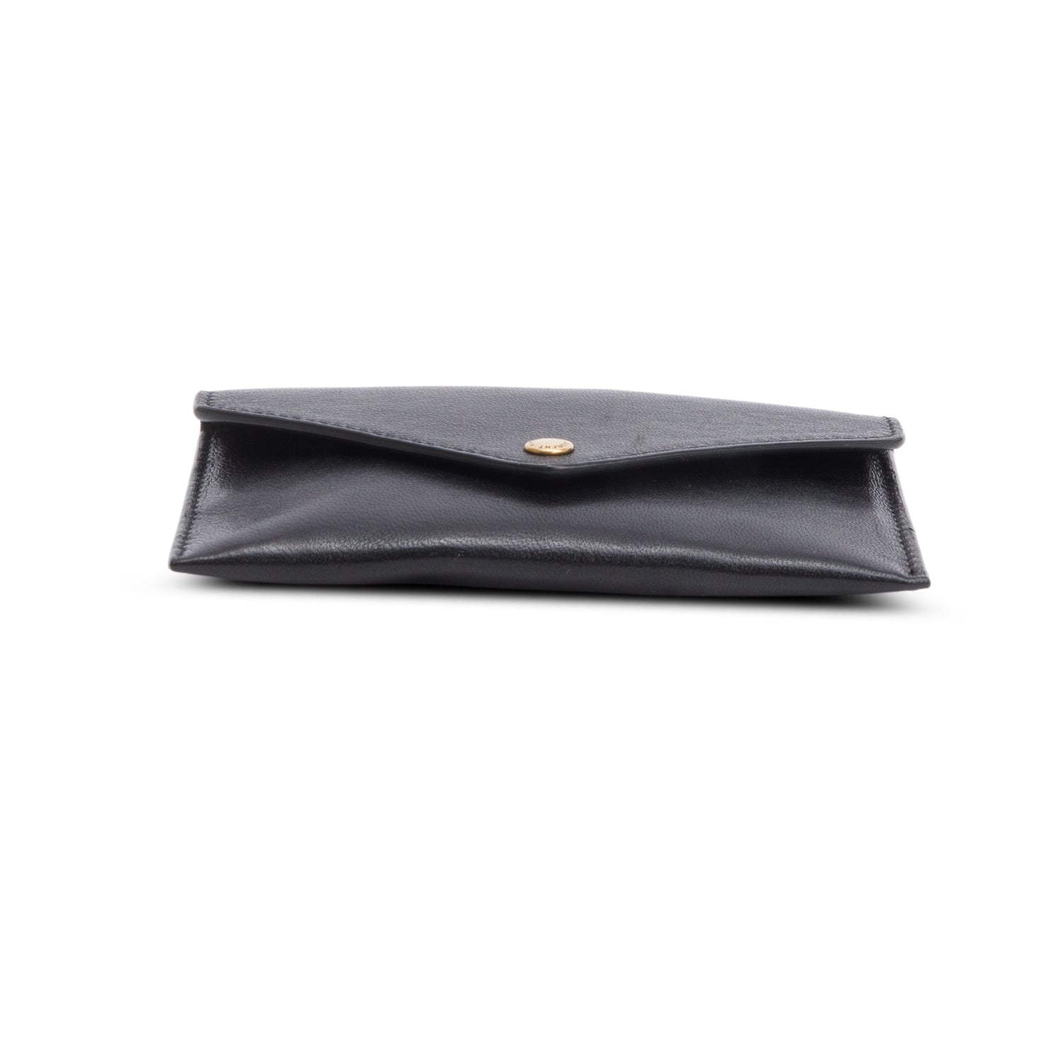 Saint Laurent 2024 Black Shiny Calfskin Envelope Coin Pouch