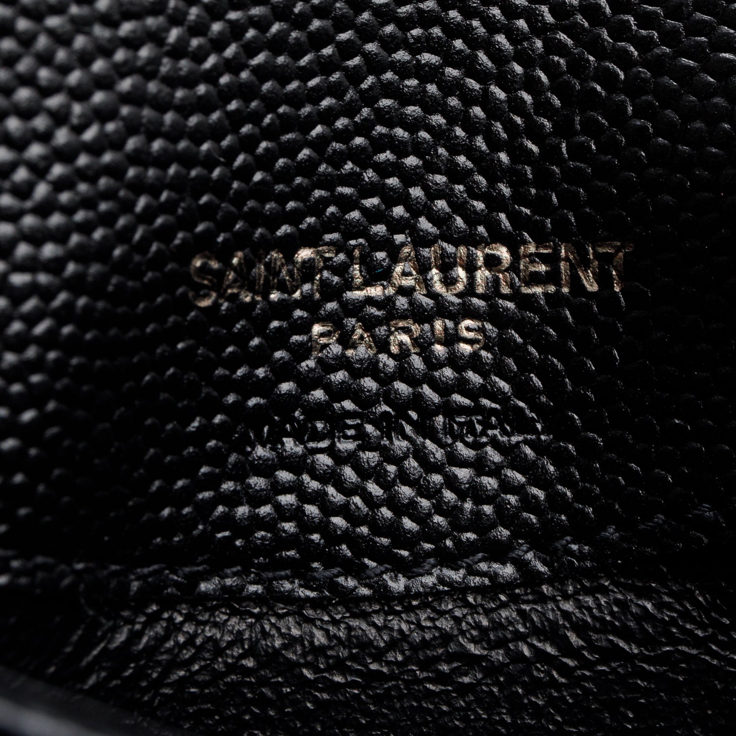 Saint Lauren 2021 Black Grain De Poudre Leather Cassandre Fragments Flap Card Case