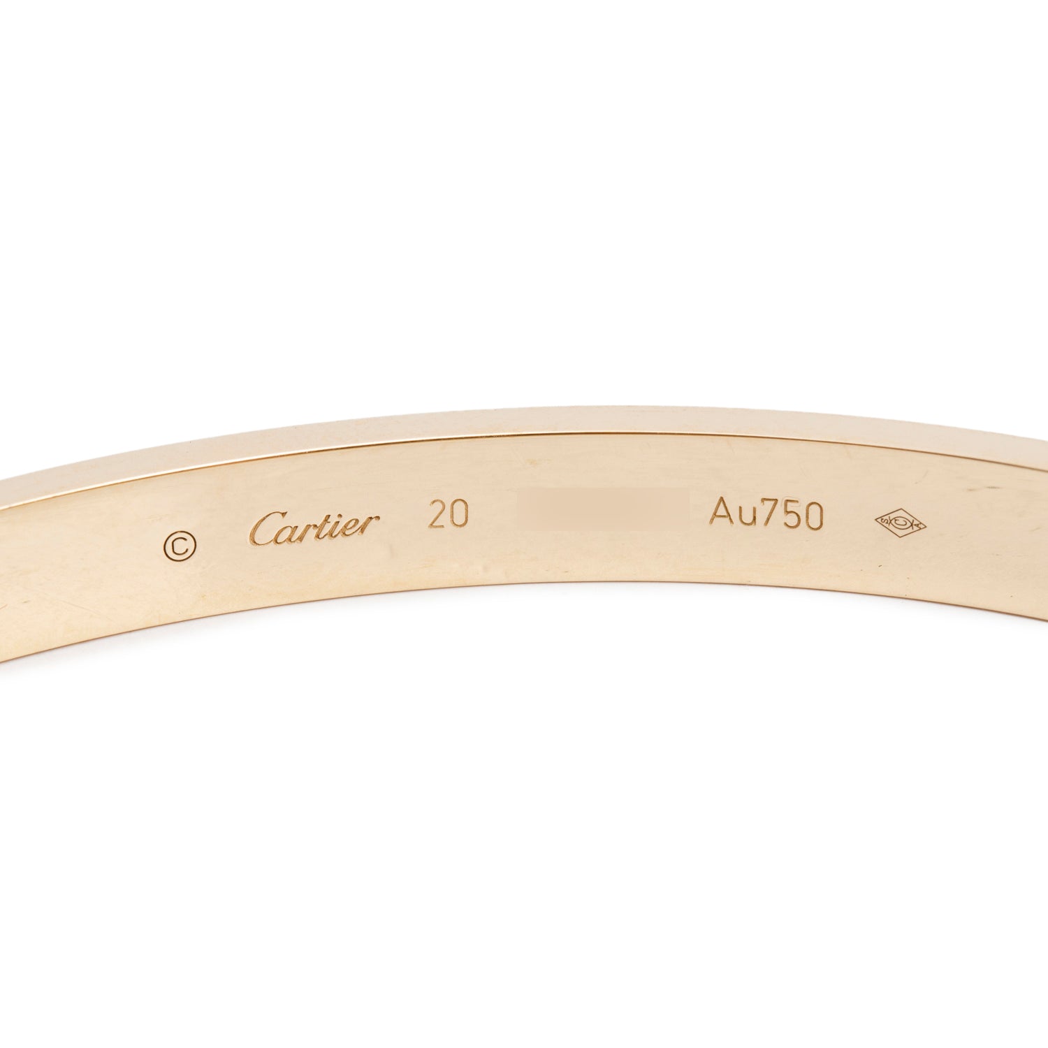 Cartier 18k Yellow Gold Love Bracelet, Classic Model, Size 20 w/  Certificate