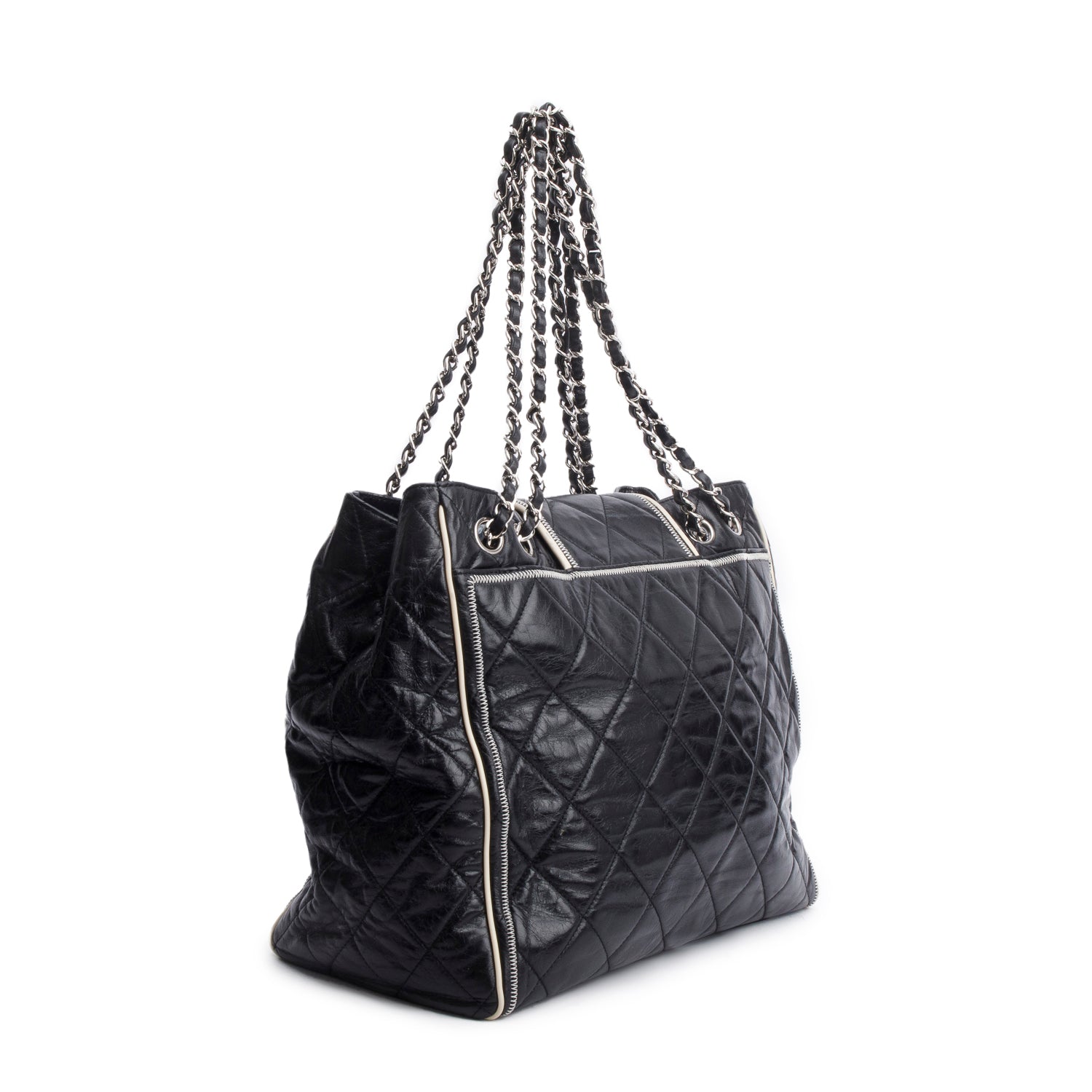 Chanel Black Glazed Lambskin North/South Reissue Tote w/ Authenticity Card