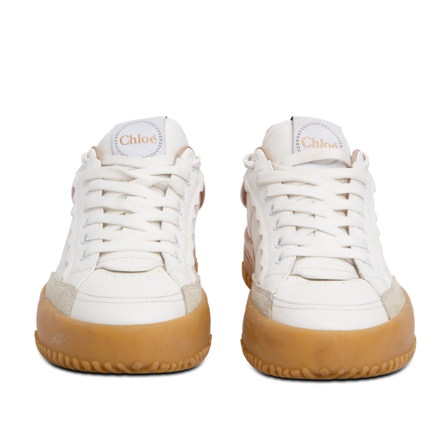 Chloe White Leather Frankie Sneakers, Size 38