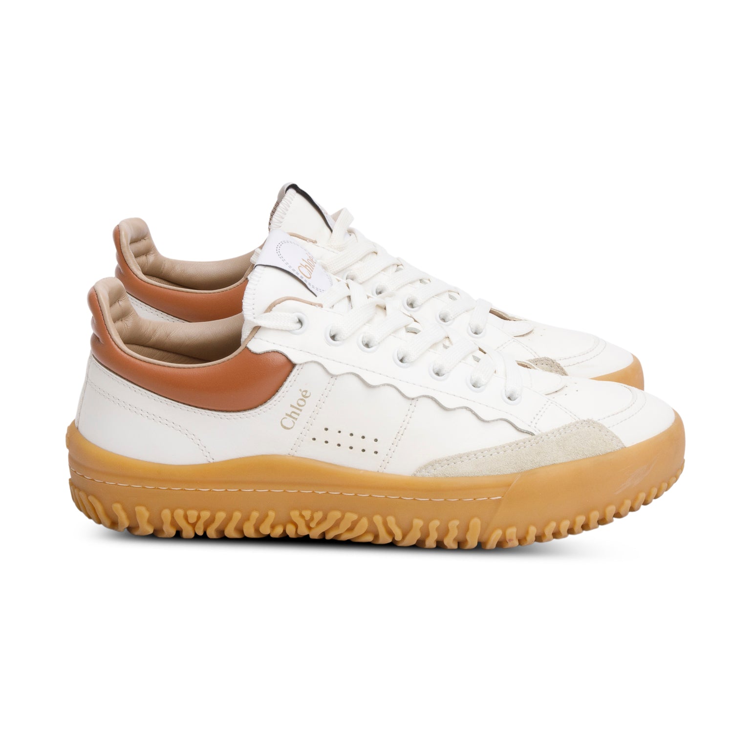 Chloe White Leather Frankie Sneakers, Size 38