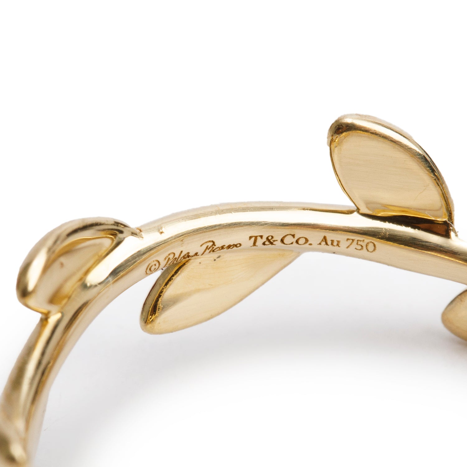 Tiffany & Co. Paloma Picasso 18k Yellow Gold Narrow Olive Leaf Band Ring, Size 7