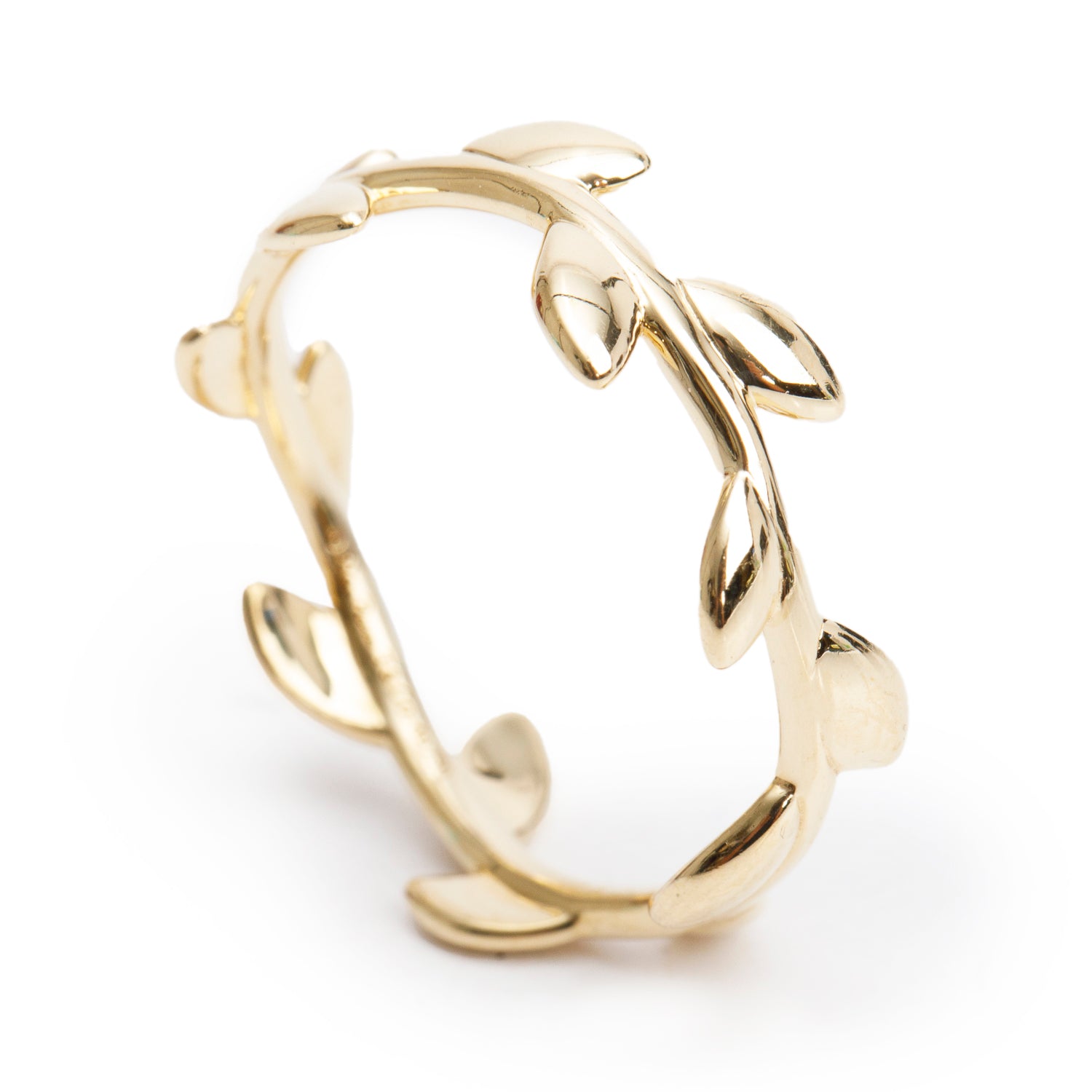 Tiffany & Co. Paloma Picasso 18k Yellow Gold Narrow Olive Leaf Band Ring, Size 7