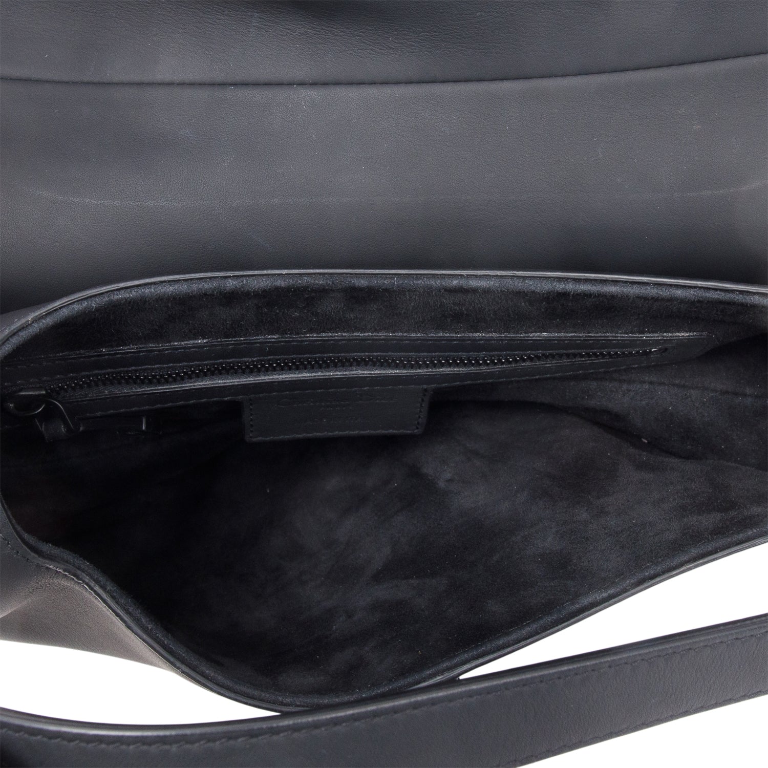 Christian Dior 2021 Black Ultramatte Calfskin Leather Medium Saddle Bag w/ Box