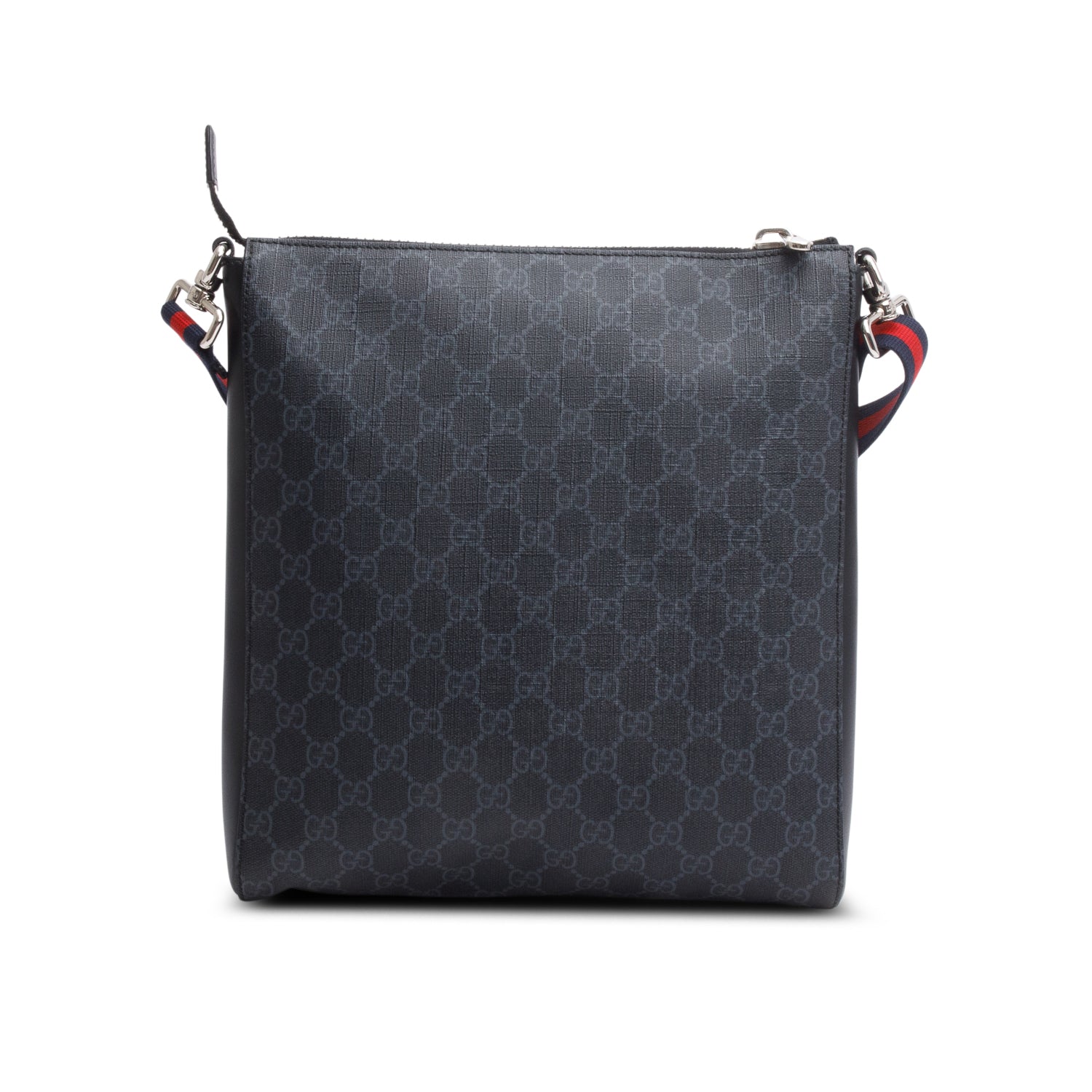 Gucci Black GG Supreme Canvas Calfskin Messenger Bag